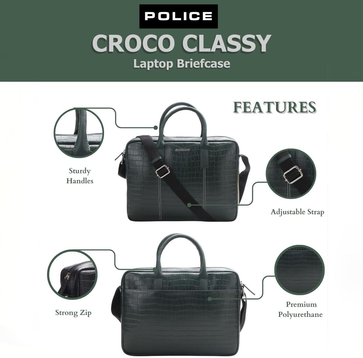 Image of Police OSTRICH POLO Messenger Bag (Black, 15 inch)