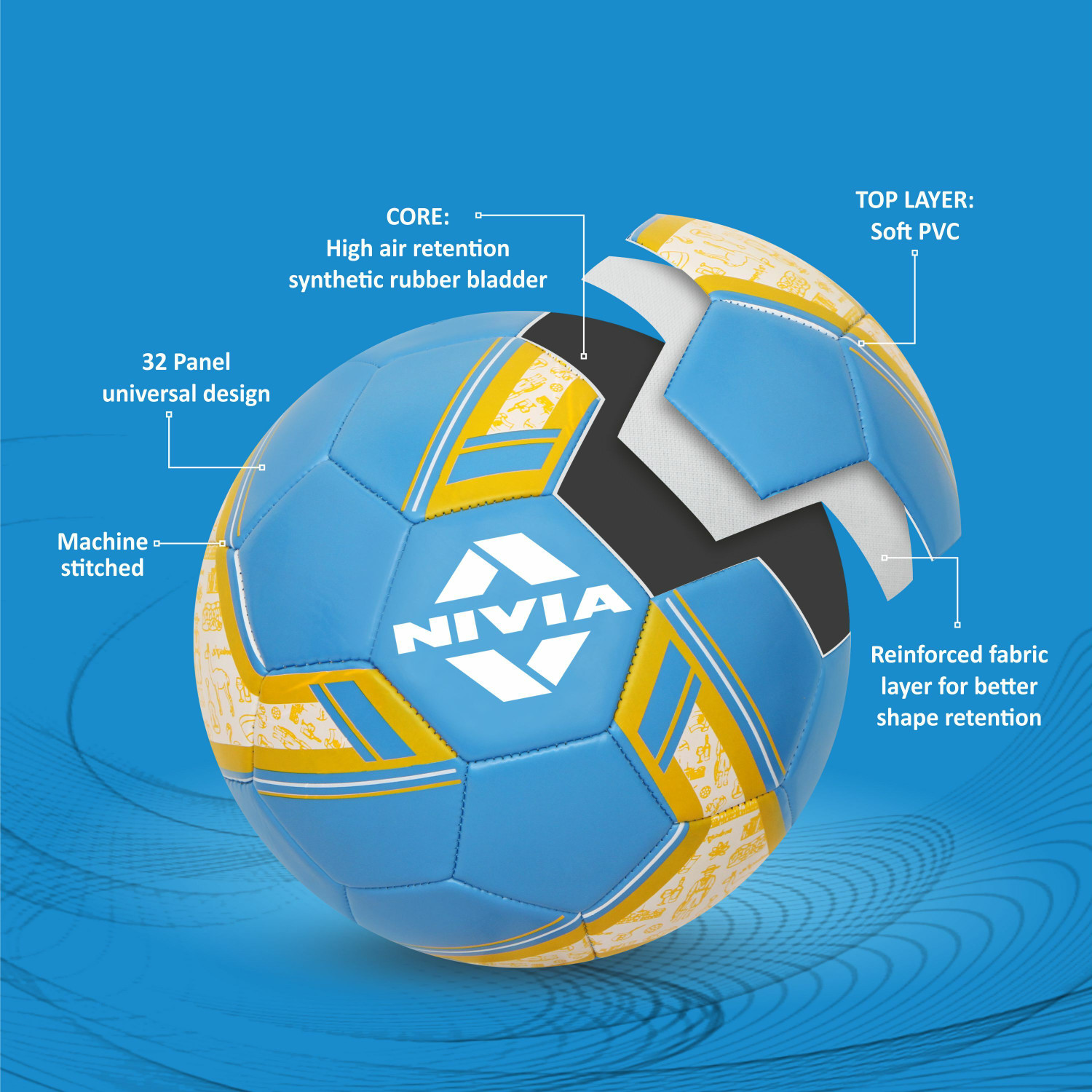 Image of NIVIA SPINNER MACHINE STITCHED FOOTBALL (ARGENTINA ) Football - Size: 5