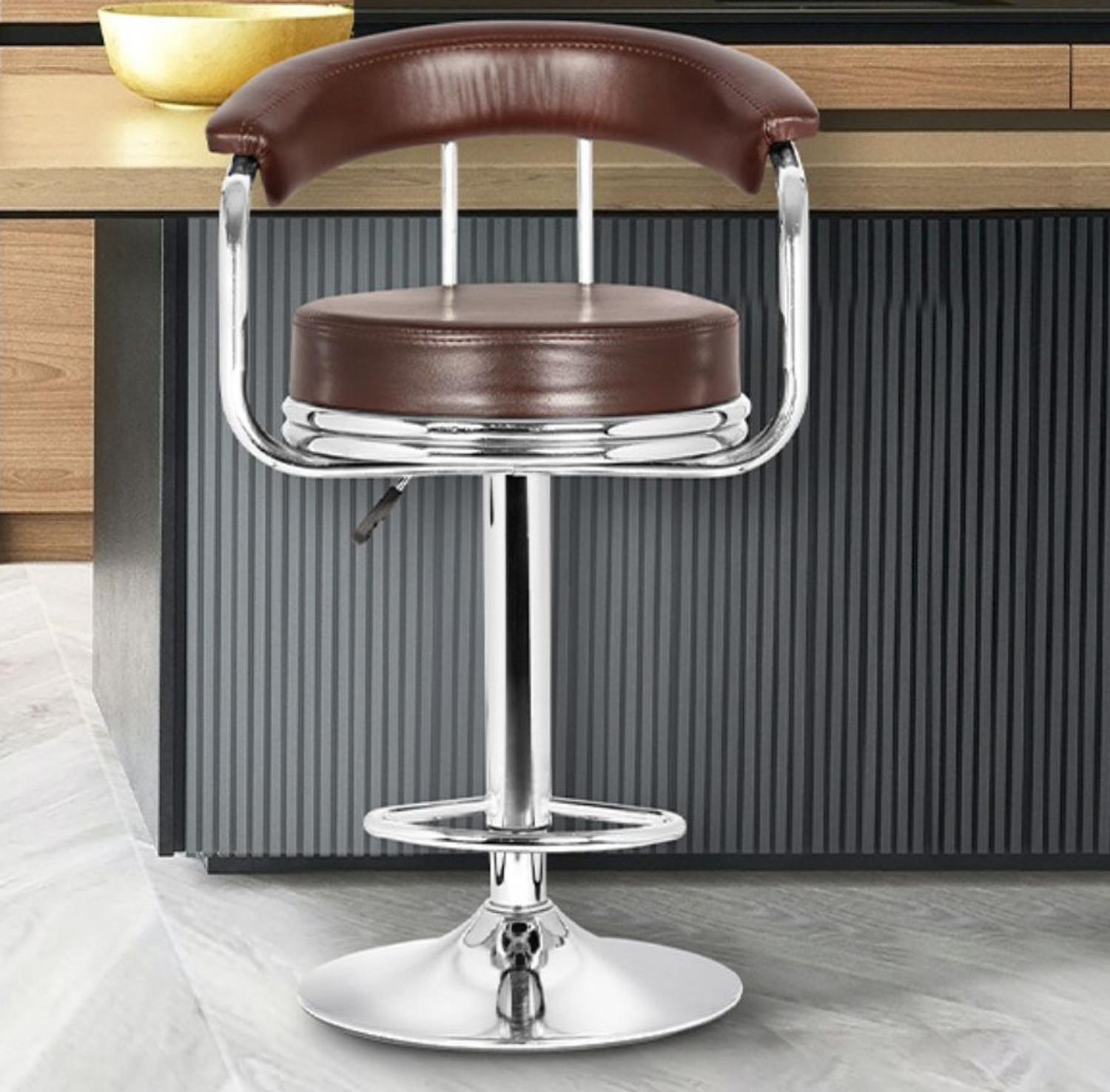 Image of AASHRA ENTERPRISES E.A Elegant Z-91 Dubble Cushion High Back the Black Boss Leatherette Office Arm Chair (Brown, Optional Installation Available)