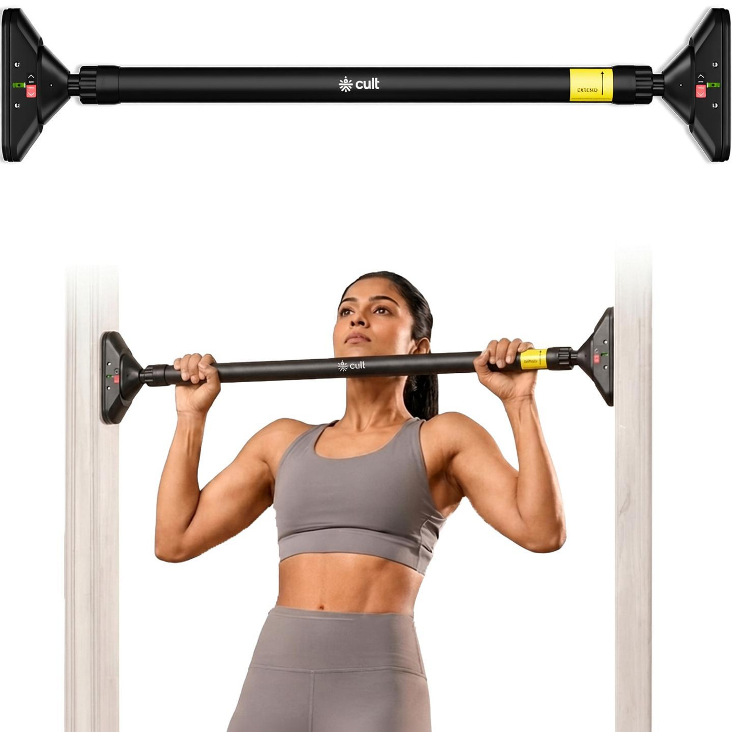 Adjustable 6th Gen Pull-Up Bar for Pull Ups, Chin Ups & Core Workout Size Pull-up Bar (Black)