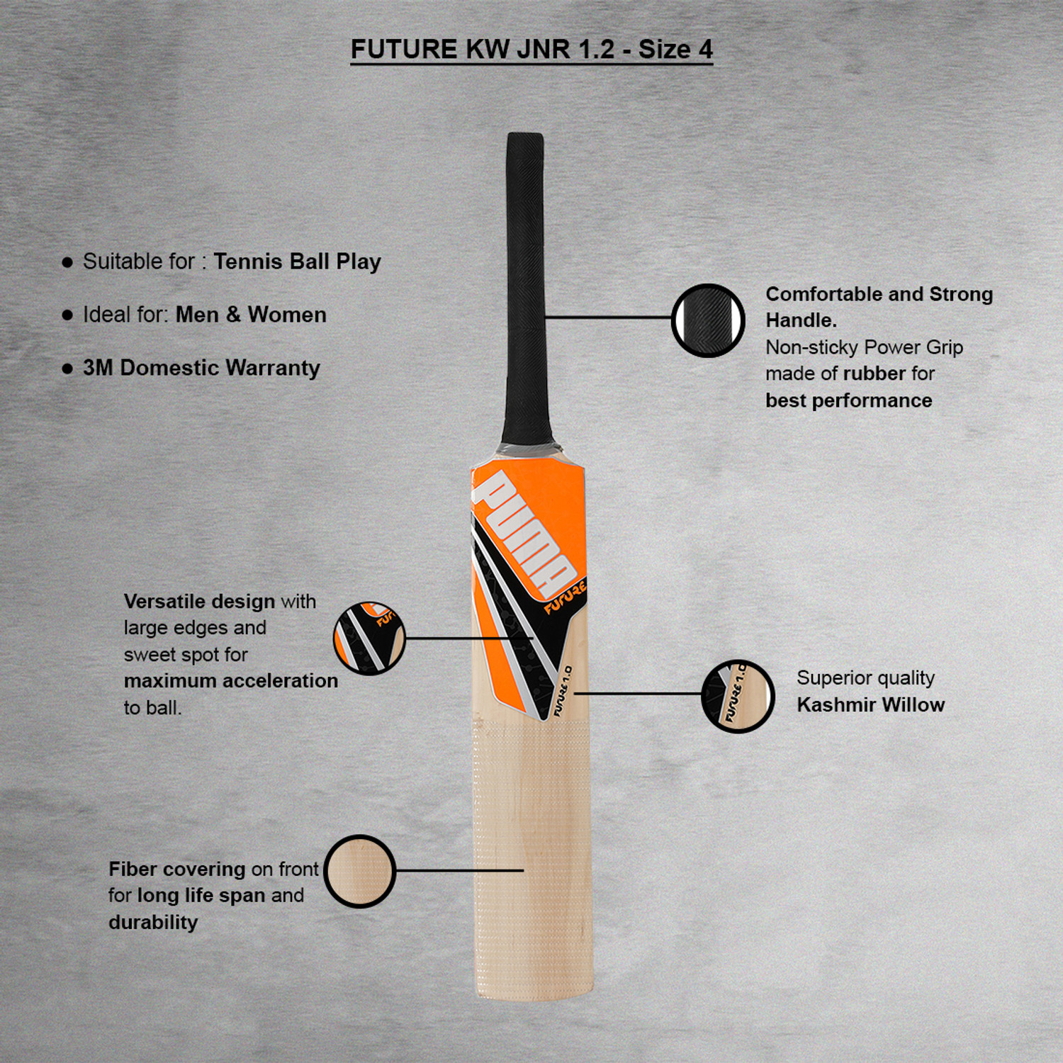 Image of PUMA Future KW JNR 1.2 Kashmir Willow Cricket Bat For 15+ Yrs