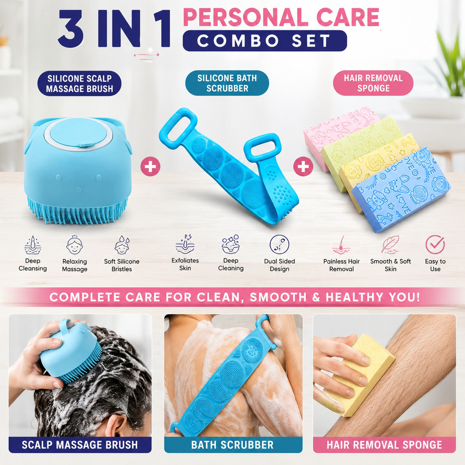 Image of SmoothLife Bath Shower Loofah Sponge Scrubber Exfoliator(pack of 1)