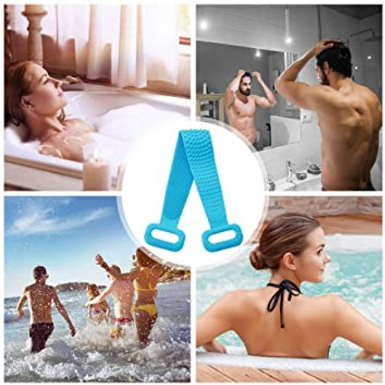 Image of TRAGON Silicon Body Back Scrubber, Double Side Bathing Brush for Skin Deep Cleaning