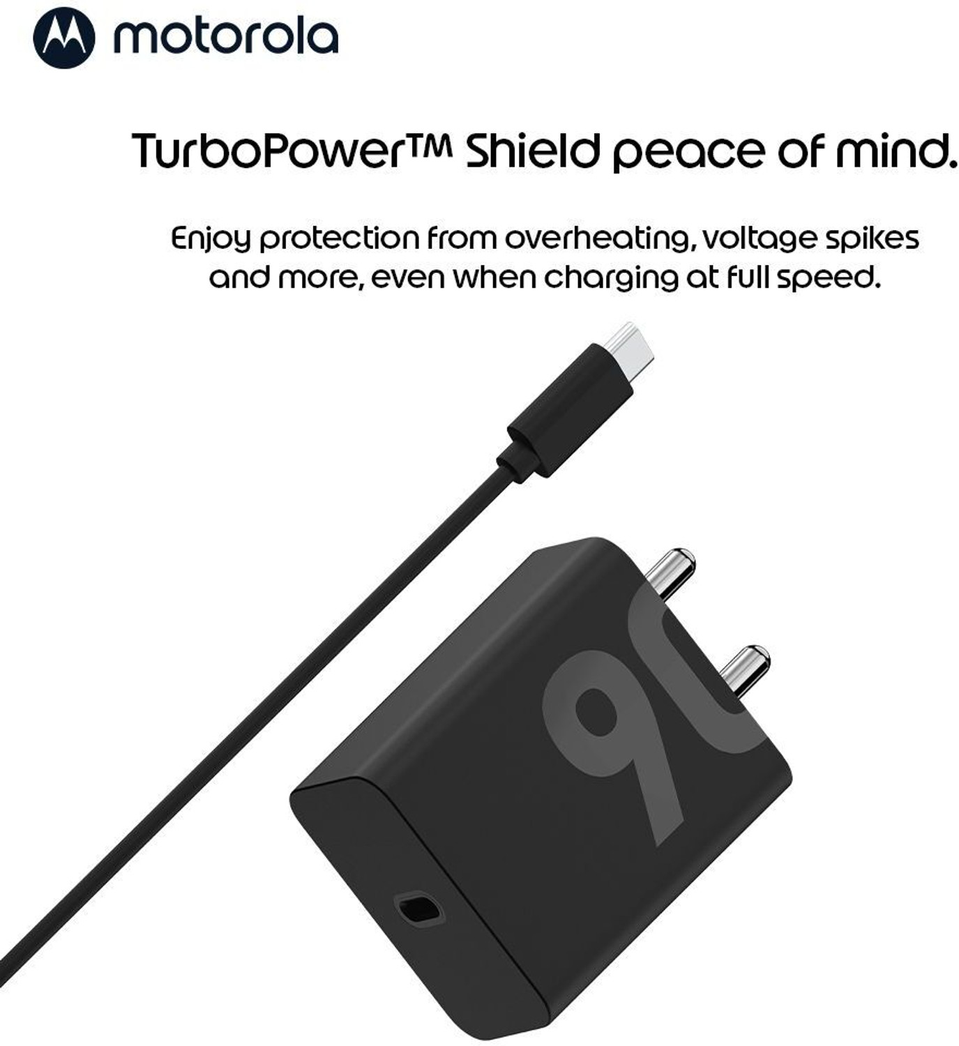MOTOROLA 90 W GaN 6.5 A Single Port Mobile Charger with Detachable Cab
