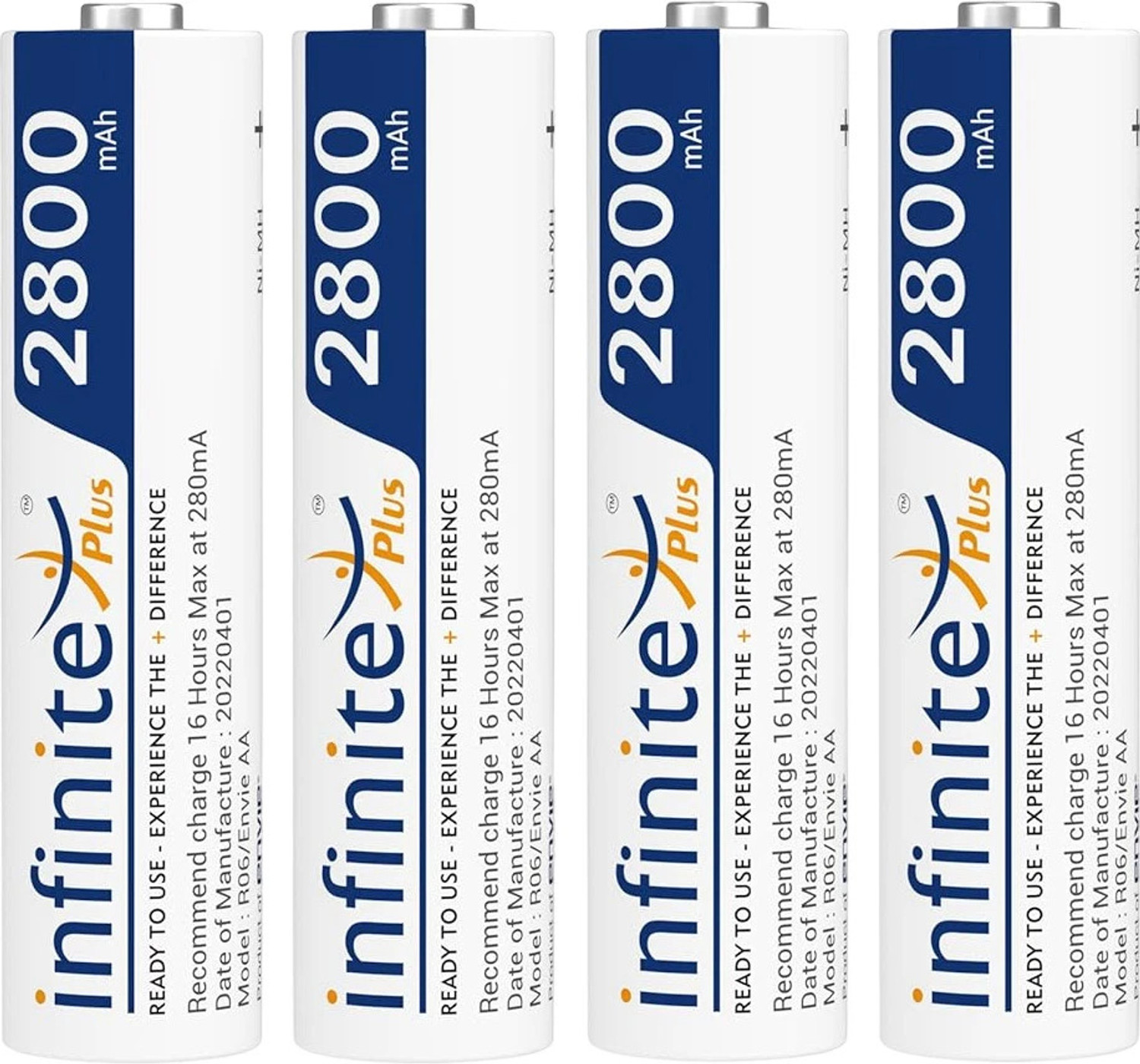 Envie 2800 mAh AA x 4 Infinite Plus High Capacity Ni-MH AA Rechargeable Battery