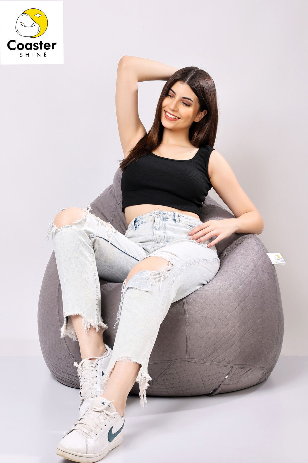 Image of Coaster Shine 4XL Tear Drop Bean Bag Cover (Without Beans) (Grey)