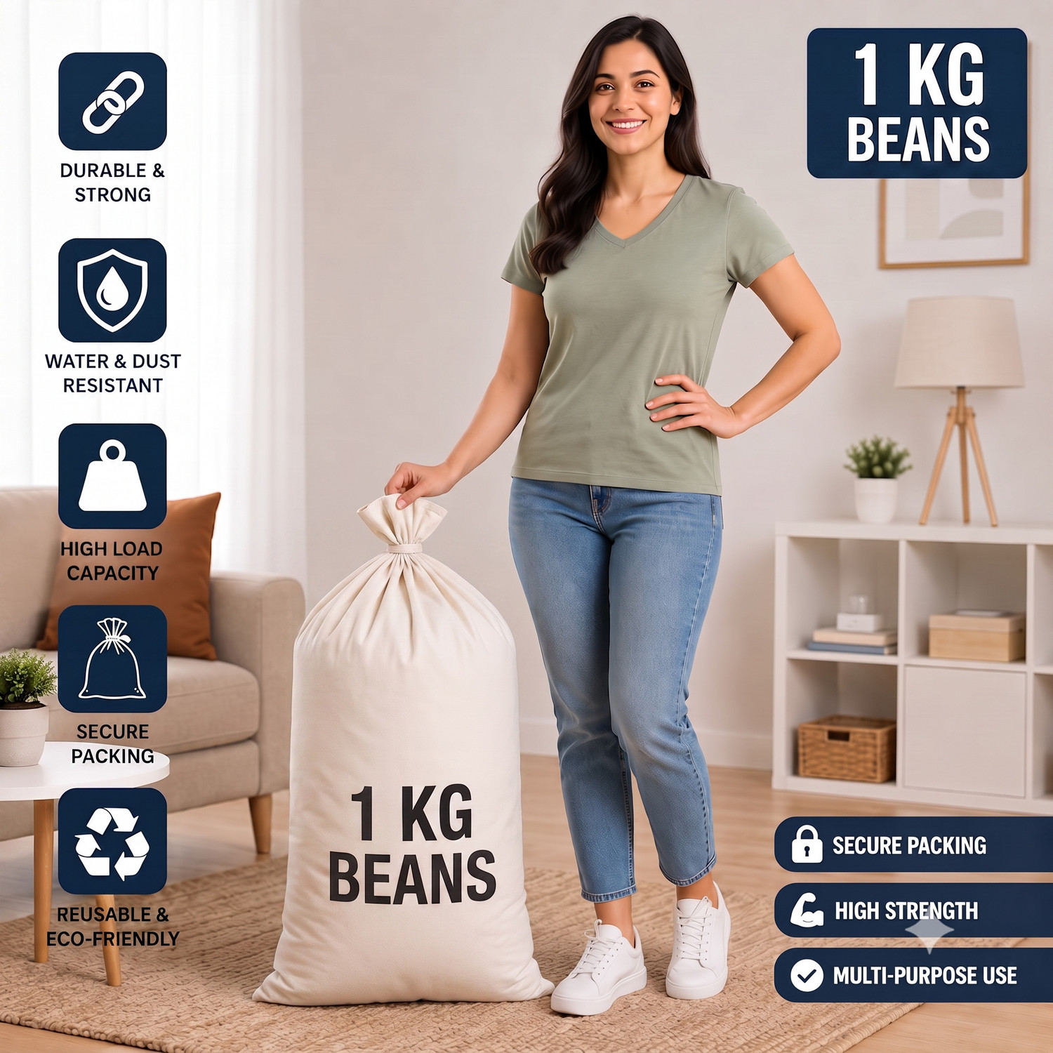 Image of Beanskart Premium Quality Beans 3 kgs Bean Bag Filler (Virgin)