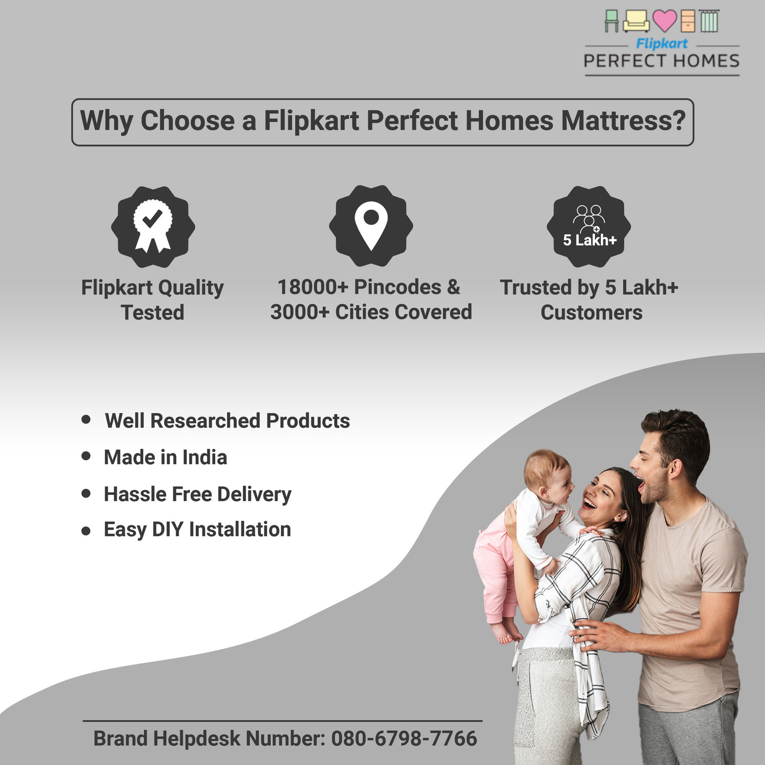 Image of Flipkart Perfect Homes GenNXT Orthopedic Memory 8 inch Single PU Foam Mattress