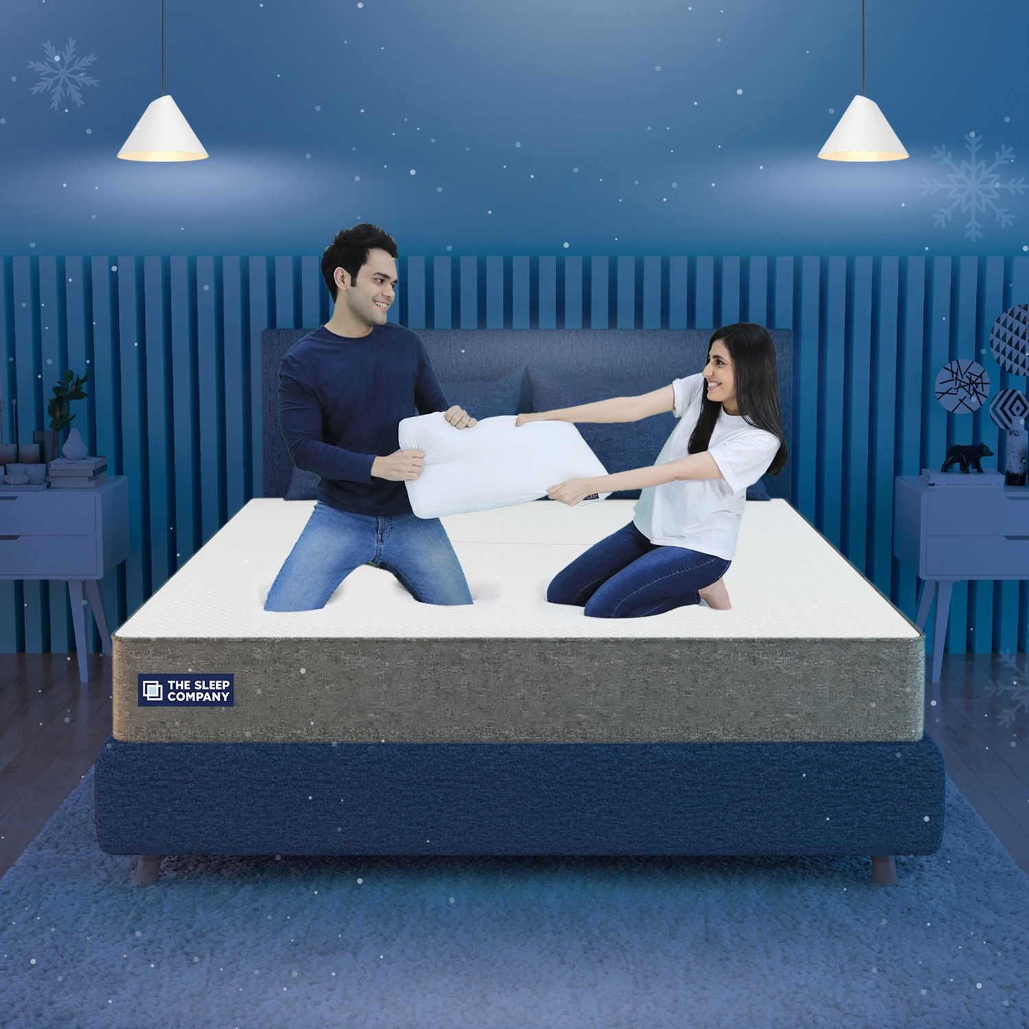 Image of The Sleep Company SmartGRID Luxe SnowTec- 4-6 Degree Cooler Luxury Comfort with Plush Soft Feel| 8 inch King High Density (HD) Foam Mattress