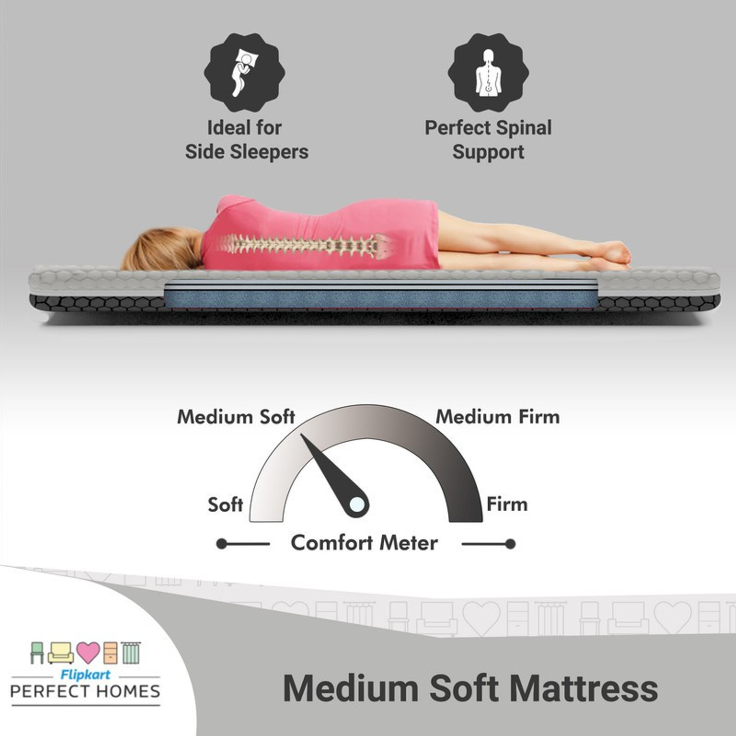 Image of Flipkart Perfect Homes GenNXT Orthopedic Memory 8 inch King PU Foam Mattress