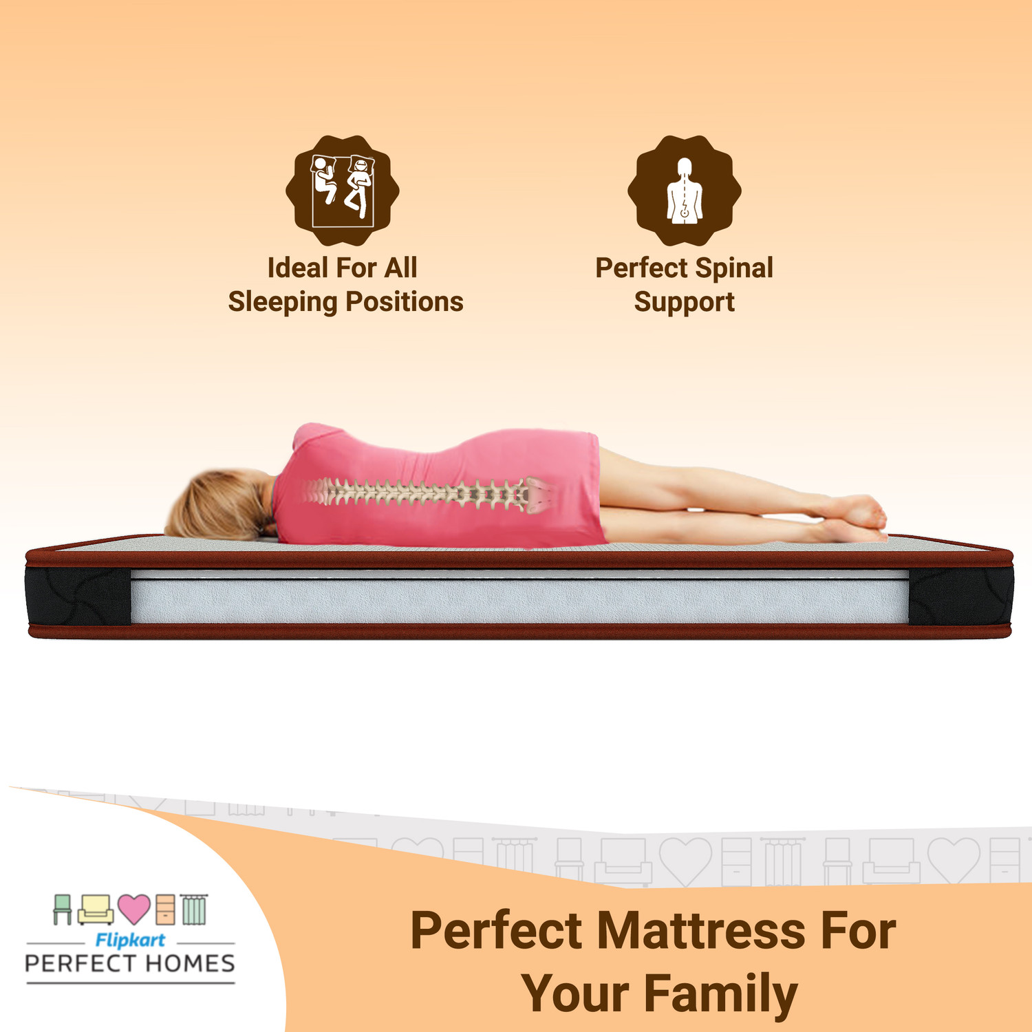 Image of Flipkart Perfect Homes Dual Comfort Hard & Soft 5 inch King High Resilience (HR) Foam Mattress