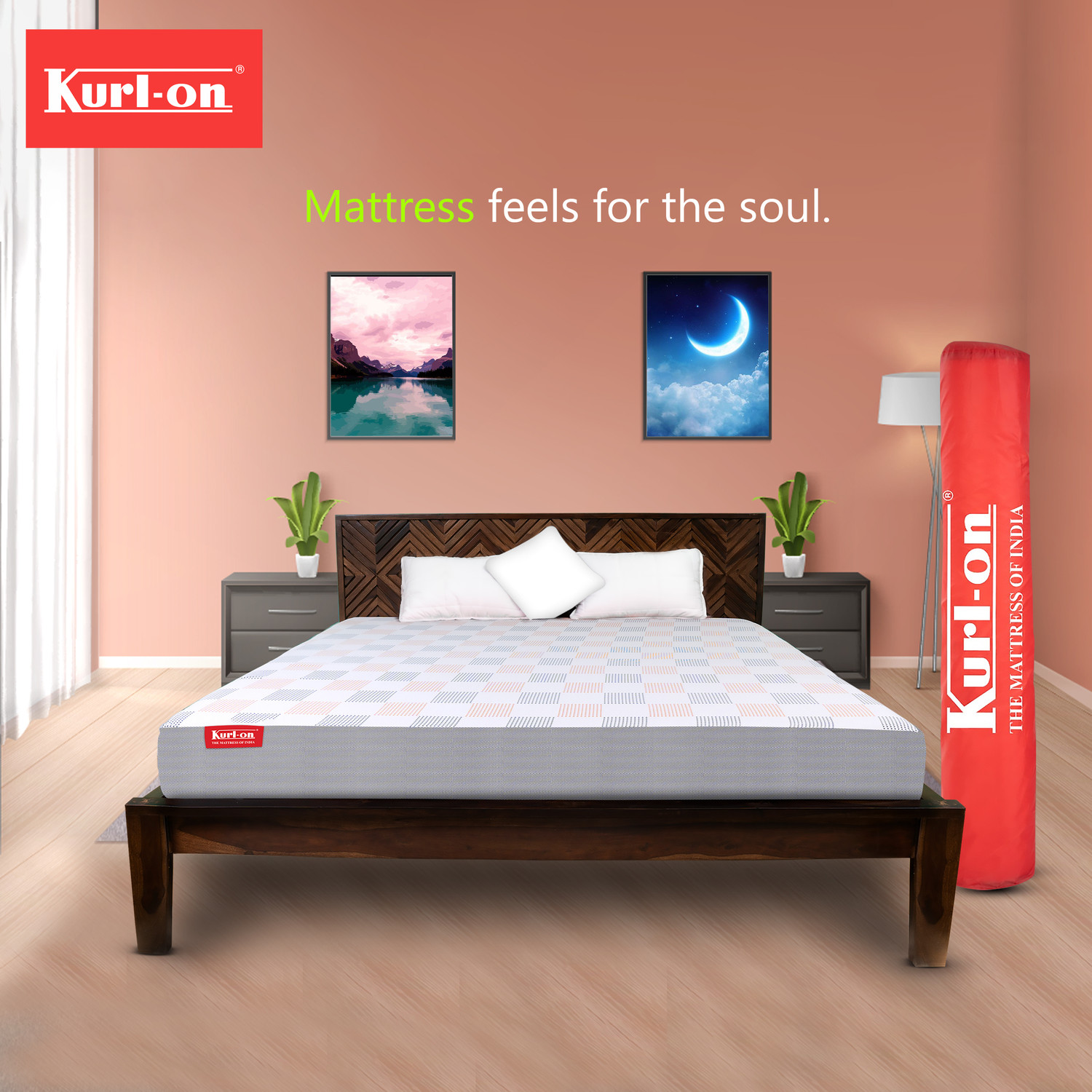 Image of KURLON Dual Comfort, Reversible, Soft & Firm Support, High Resilence Foam 4 inch Queen High Resilience (HR) Foam Mattress