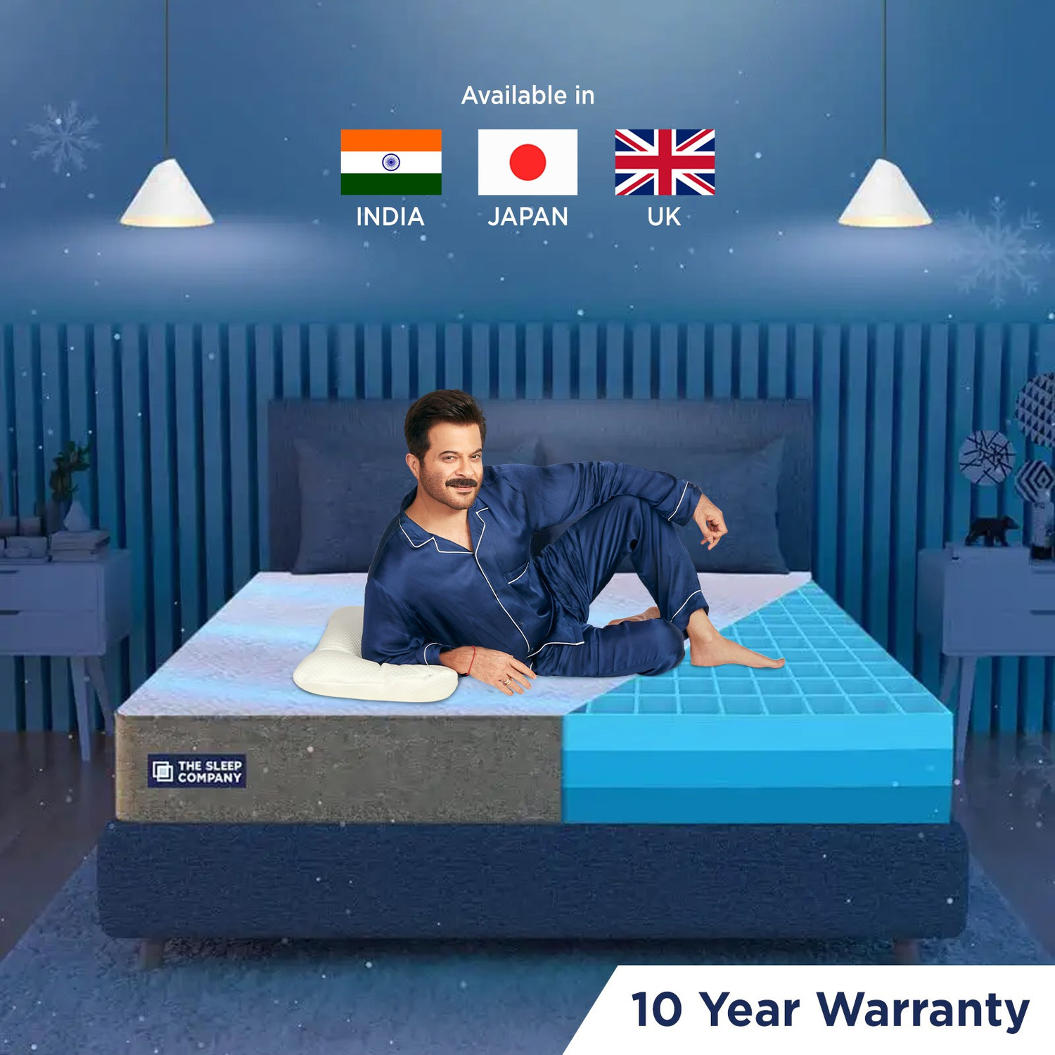 Image of The Sleep Company SmartGRID Luxe SnowTec- 4-6 Degree Cooler Luxury Comfort with Plush Soft Feel| 8 inch Single High Density (HD) Foam Mattress