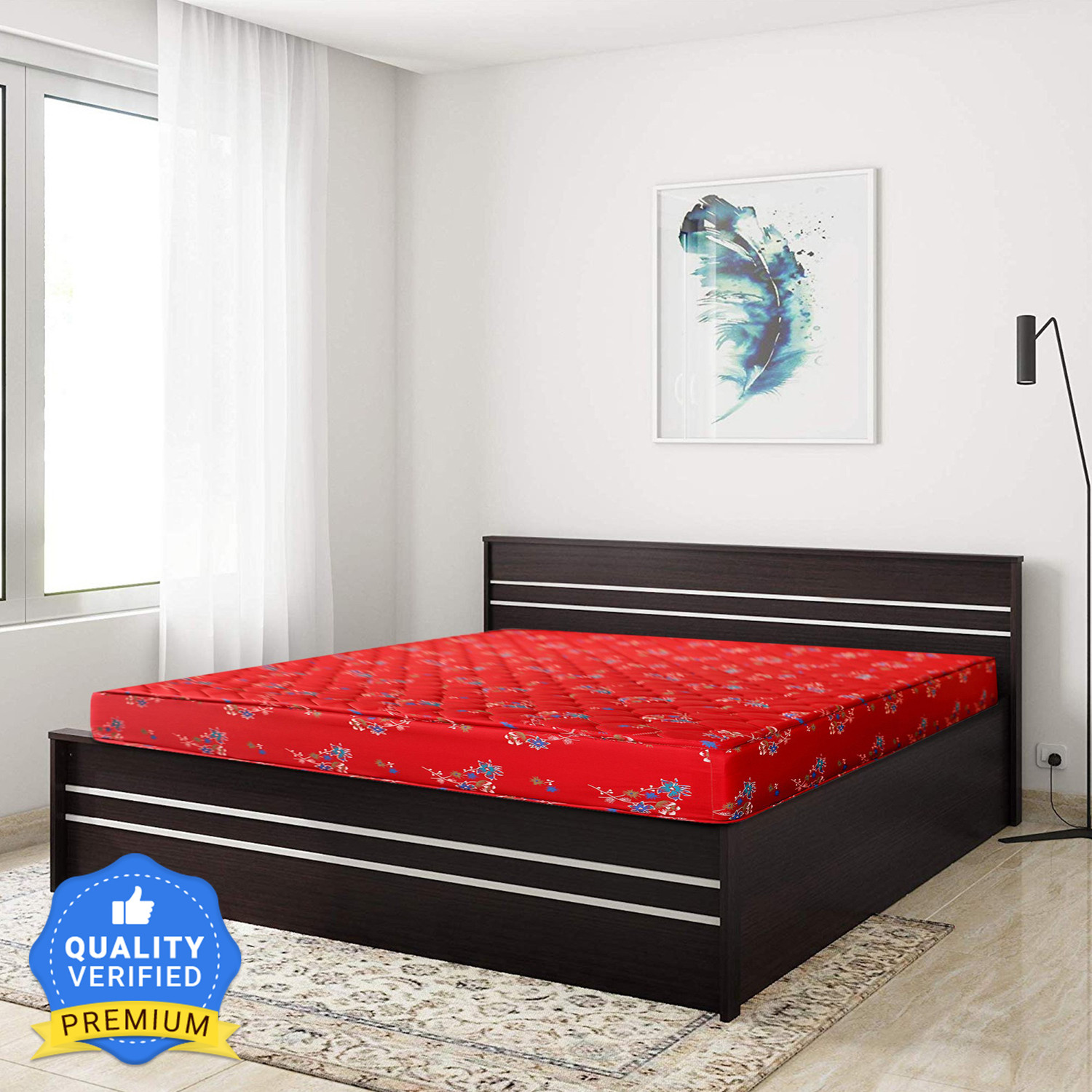 Image of KURLON Rutile, Natural Rubberised Coir Pad, Breathable,Natural Cooling, PU Quilted Top 5 inch Queen Coir Mattress