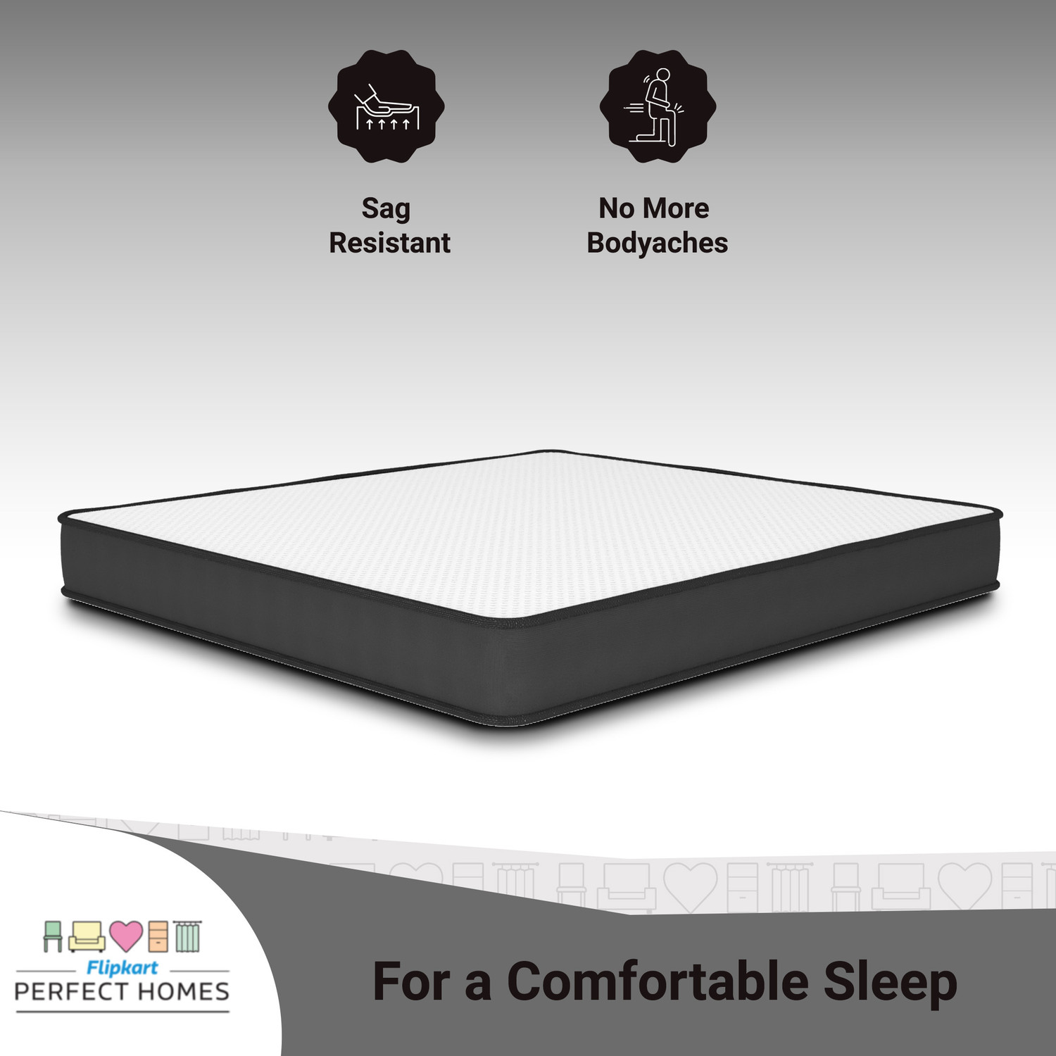 Image of Flipkart Perfect Homes Gem 5 inch King High Resilience (HR) Foam Mattress (L x W: 72 inch x 72 inch)