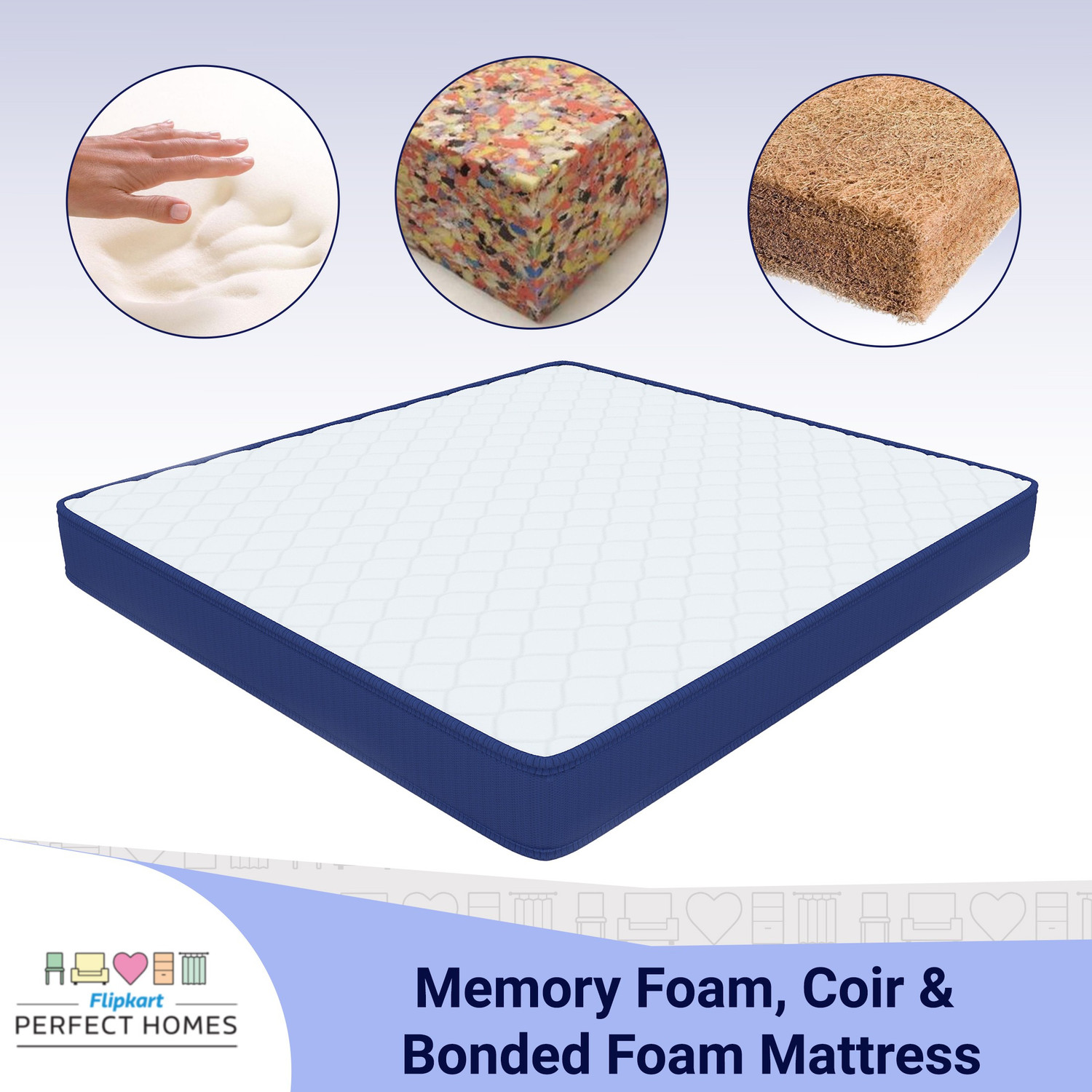Image of Flipkart Perfect Homes Echo Orthopedic Memory 4 inch King Bonded Foam Mattress