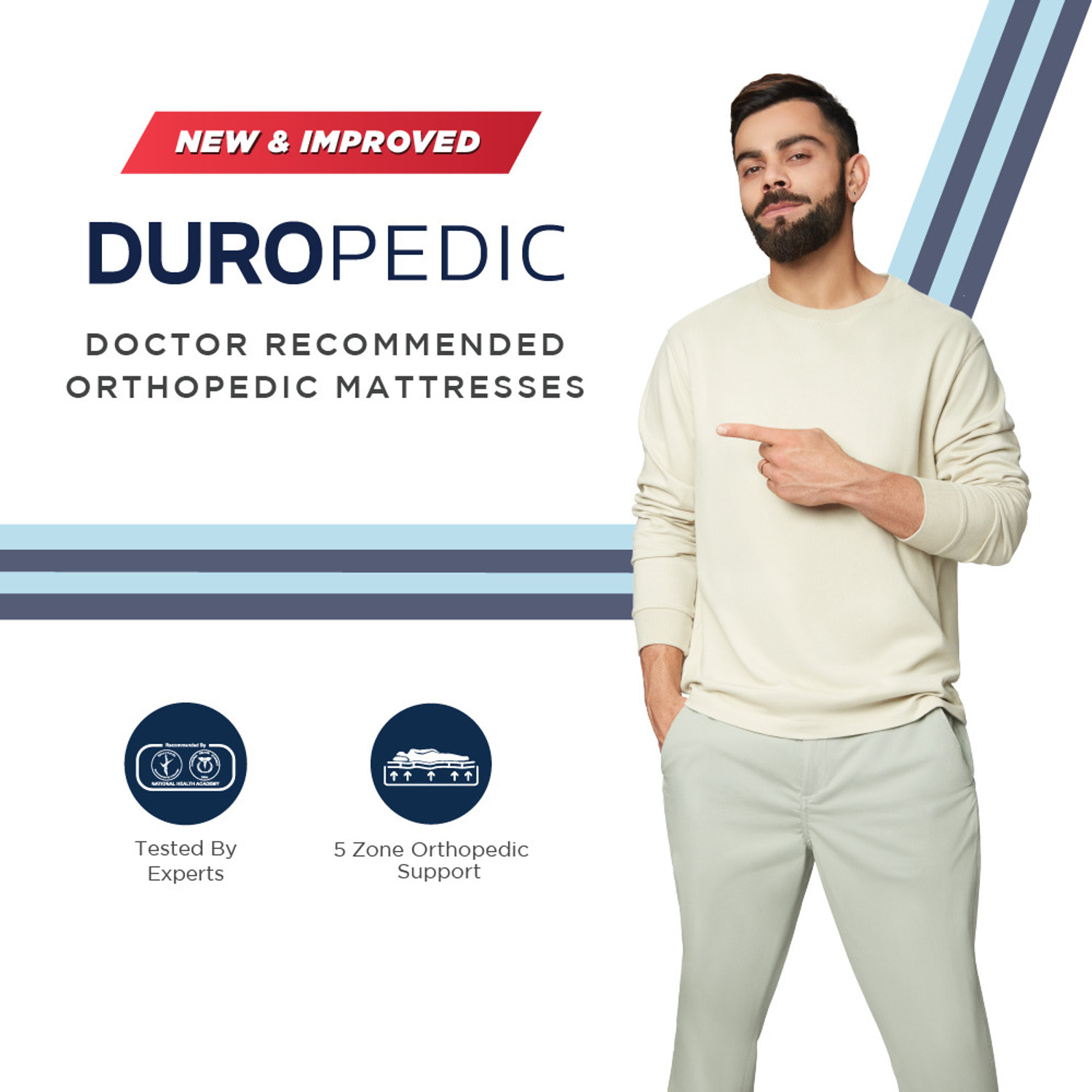 Image of Duroflex Strength Duropedic - Doctor Recommended 5 Zone Dual Density Orthopedic Support 7 inch Queen Coir Mattress (L x W: 75 inch x 66 inch)