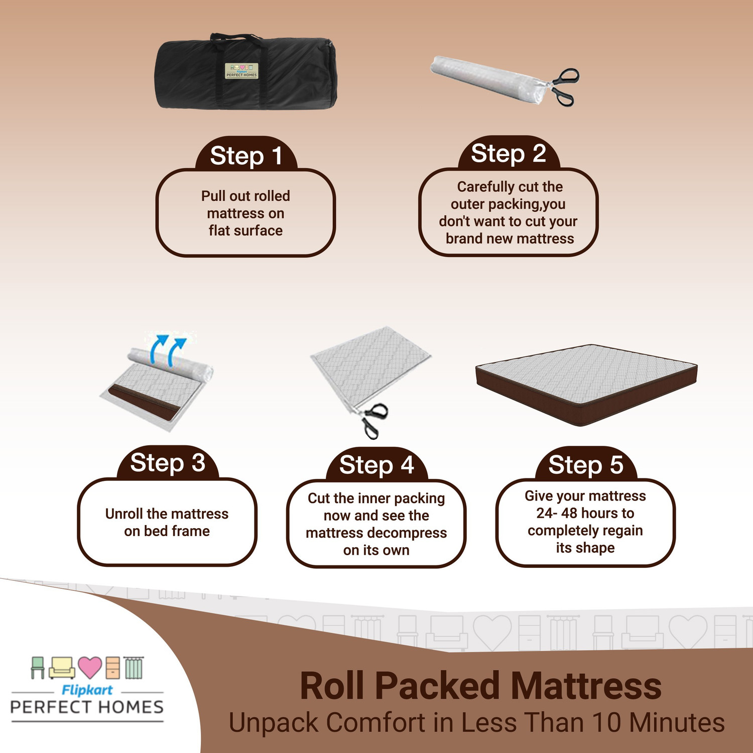 Image of Flipkart Perfect Homes Iris Orthopedic 10 inch Queen Bonnell Spring Mattress