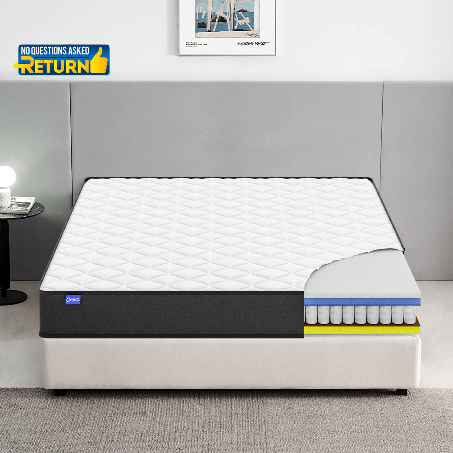 Image of Comforto by Comforto Hybrid | Pocket Spring with Memory Foam 8 Inch 8 inch King Pocket Spring Mattress