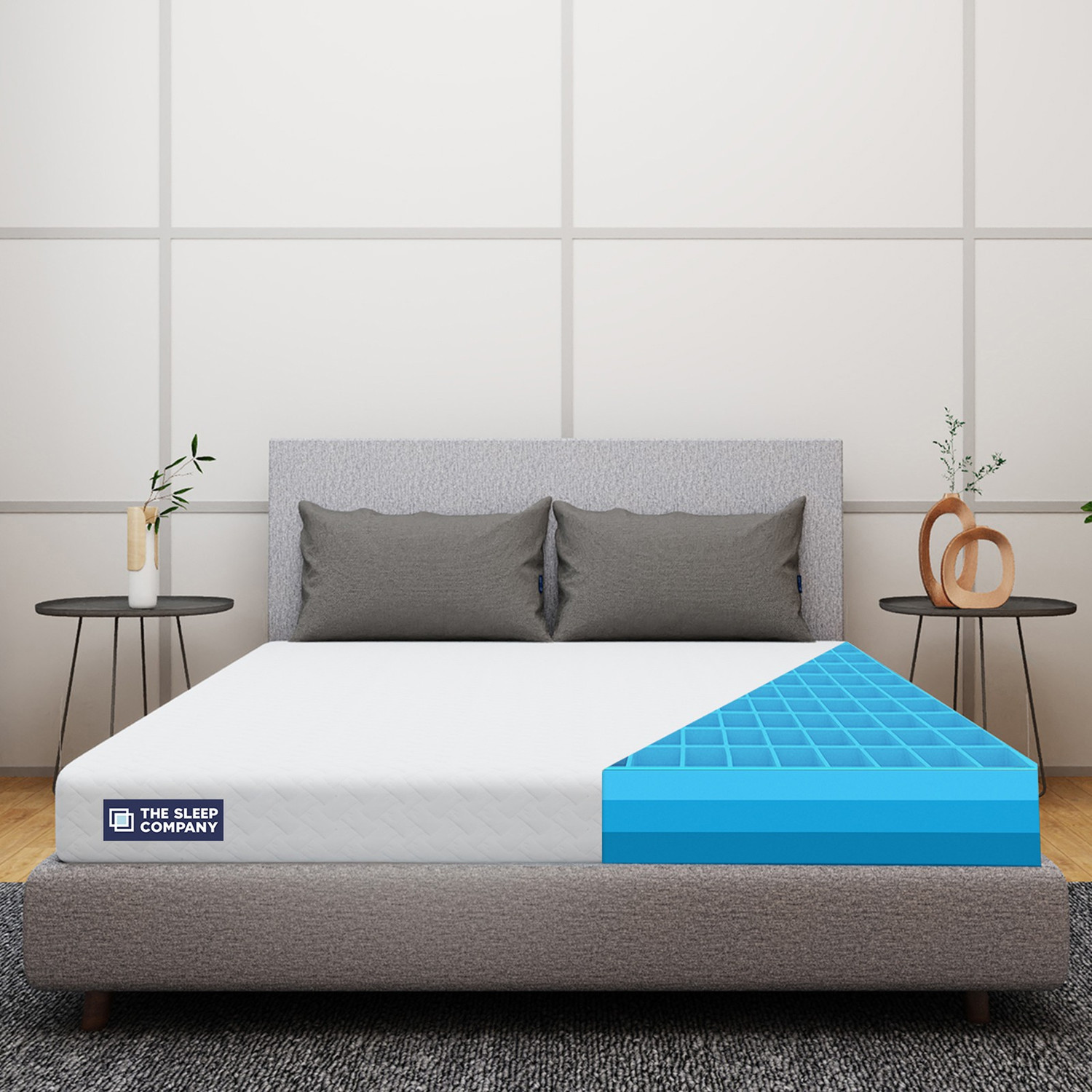 Image of The Sleep Company SmartGRID Orthopedic - AIHA Certified Medium Firm Feel for Back Pain Relief| 6 inch King High Density (HD) Foam Mattress