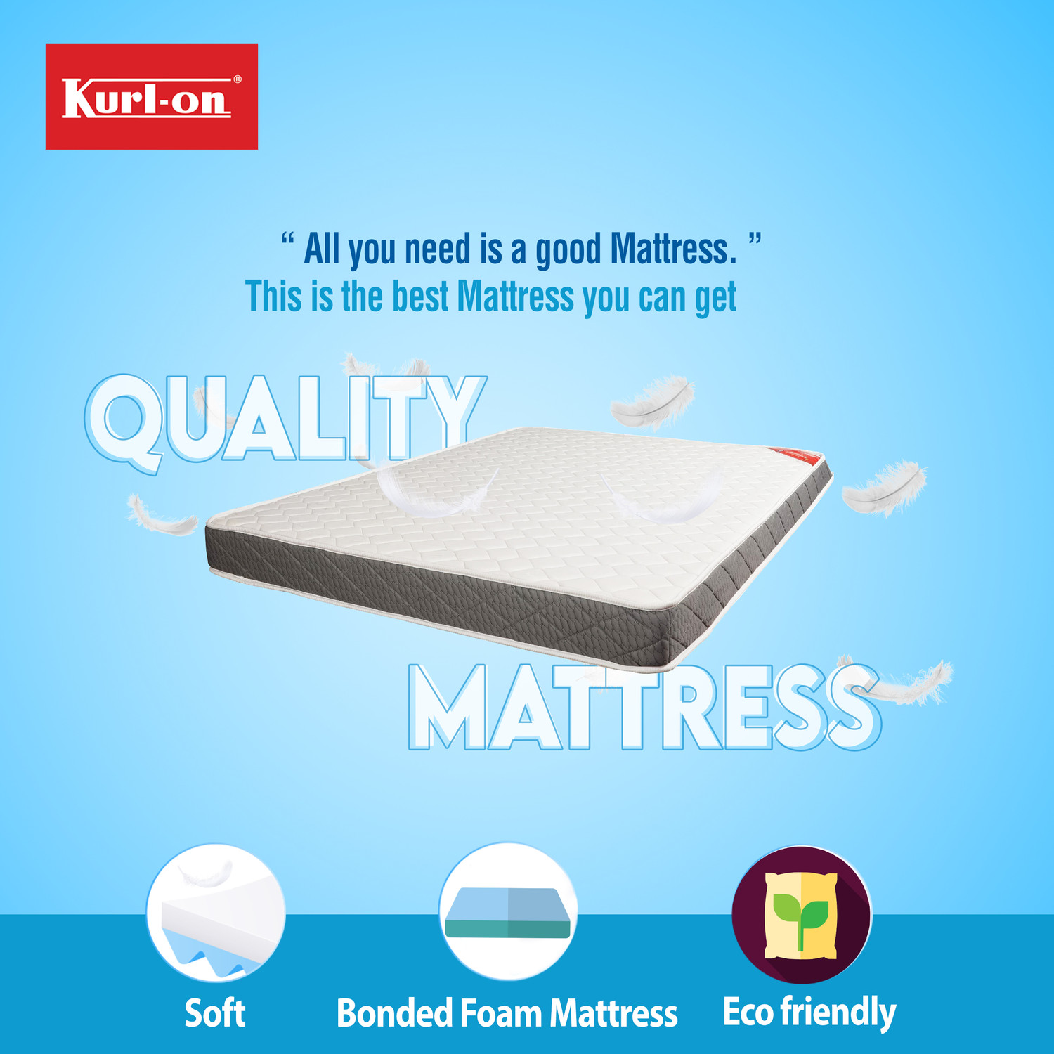 Image of KURLON Spinel Ortho, Firm, Back Support, Breathable, HD Bonded Foam, PU Quilting Top 8 inch Single Bonded Foam Mattress