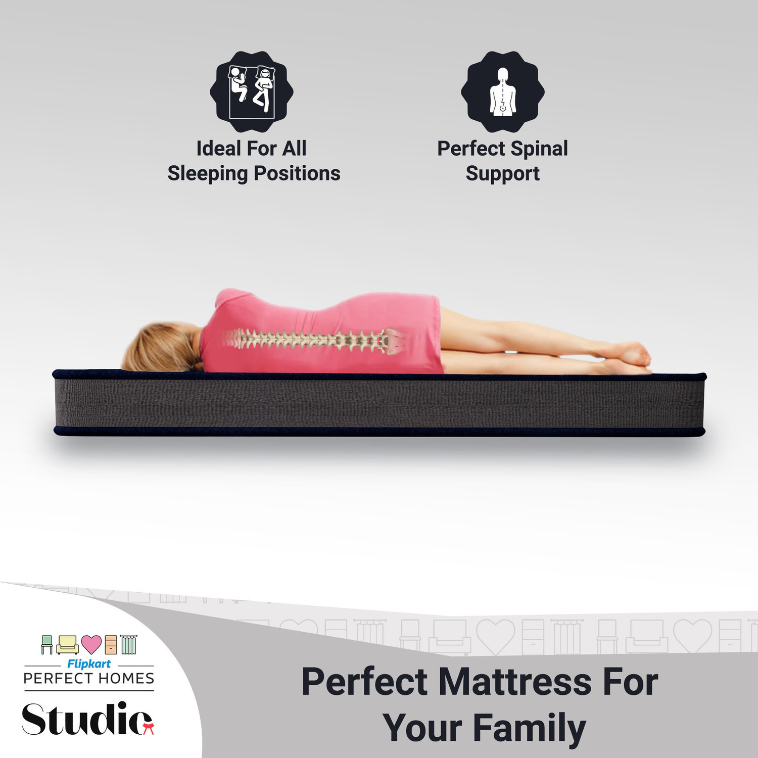 Image of Flipkart Perfect Homes Studio Dejen Orthopedic Dual Comfort 6 inch Single Memory Foam Mattress