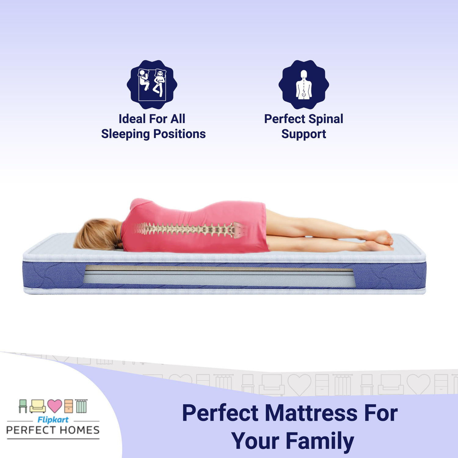 Image of Flipkart Perfect Homes Dreamline Dual Comfort 6 inch Double Memory Foam Mattress
