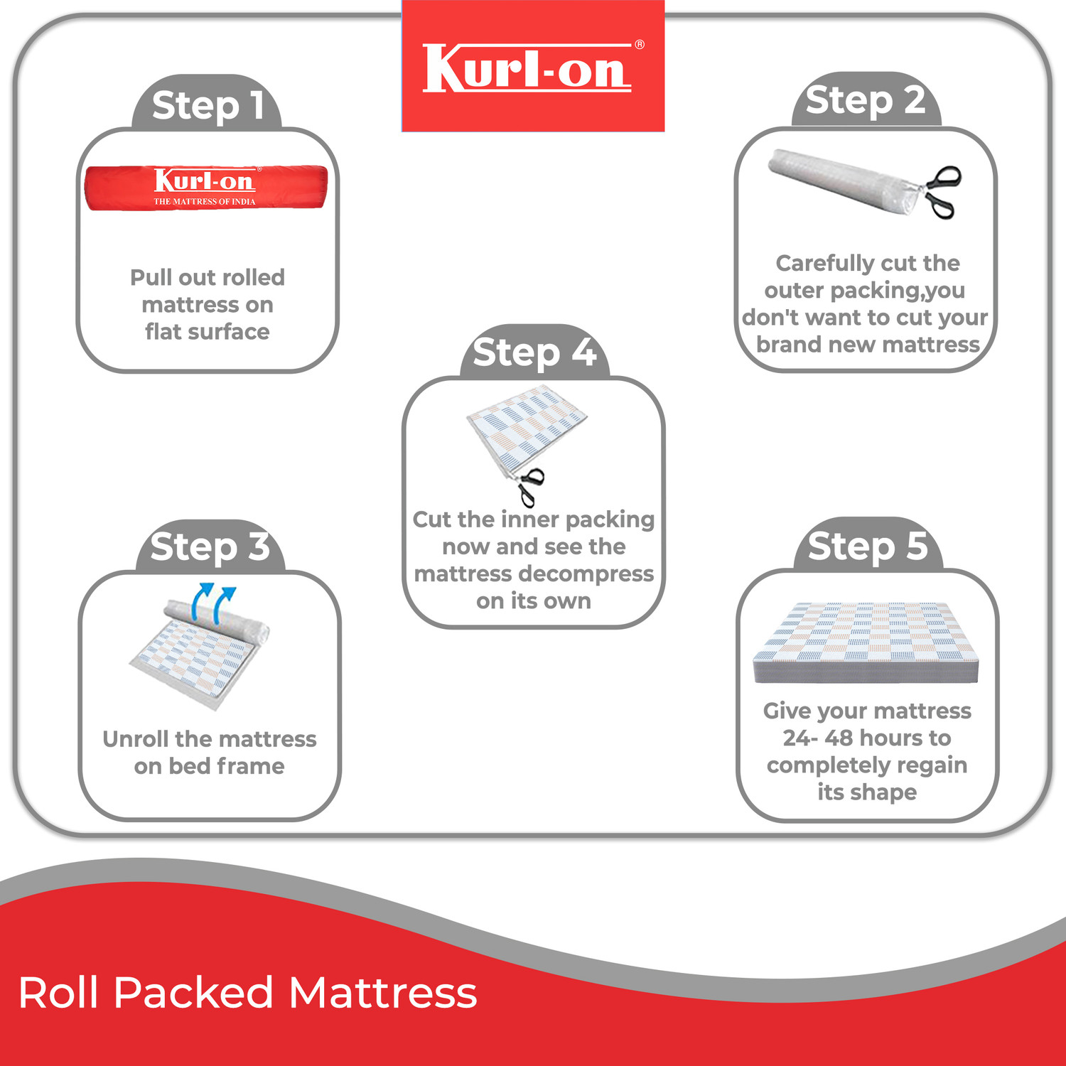 Image of KURLON Orthopedic, Memory Foam, Medium Firm, Back & Spine Support, High Resilence Foam 5 inch King Memory Foam Mattress