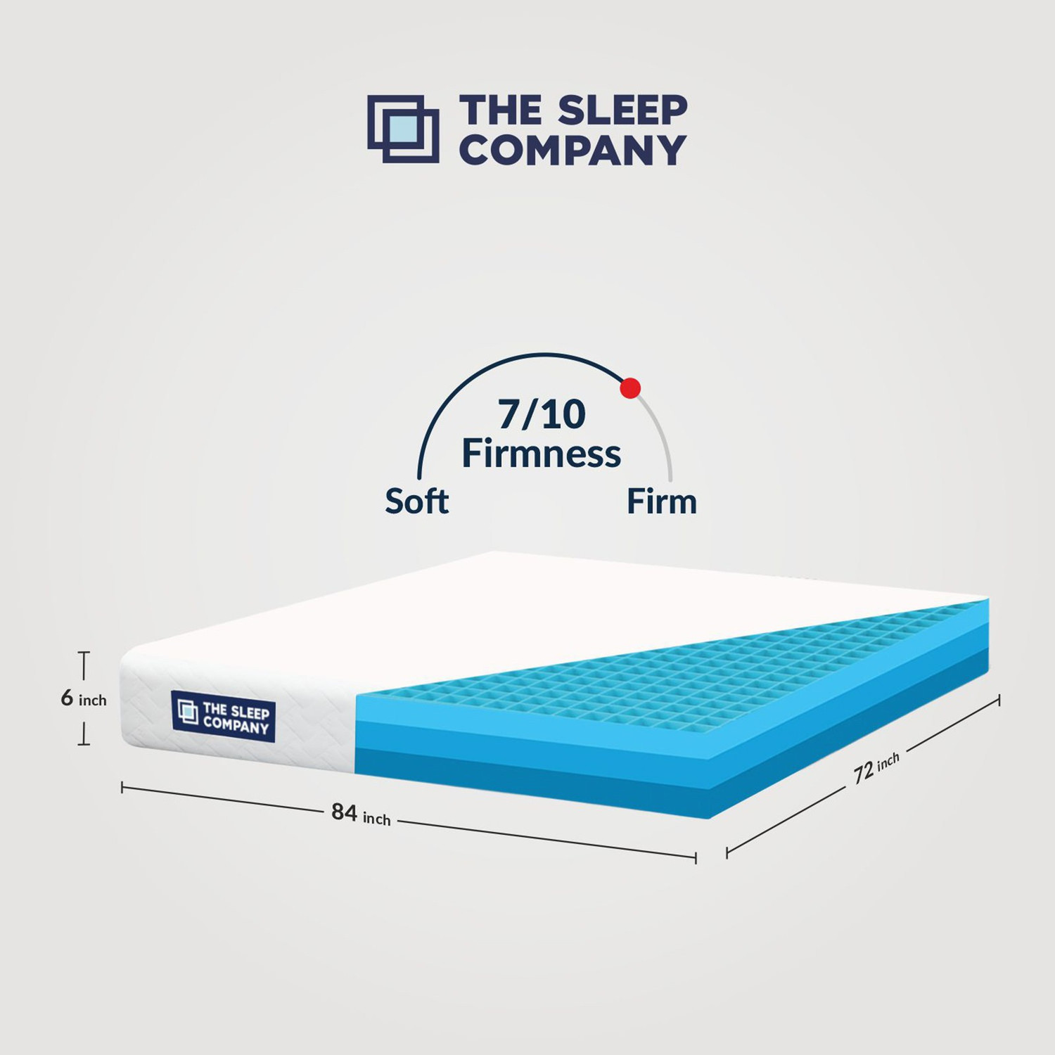 Image of The Sleep Company SmartGRID Orthopedic - AIHA Certified Medium Firm Feel for Back Pain Relief| 6 inch King High Density (HD) Foam Mattress
