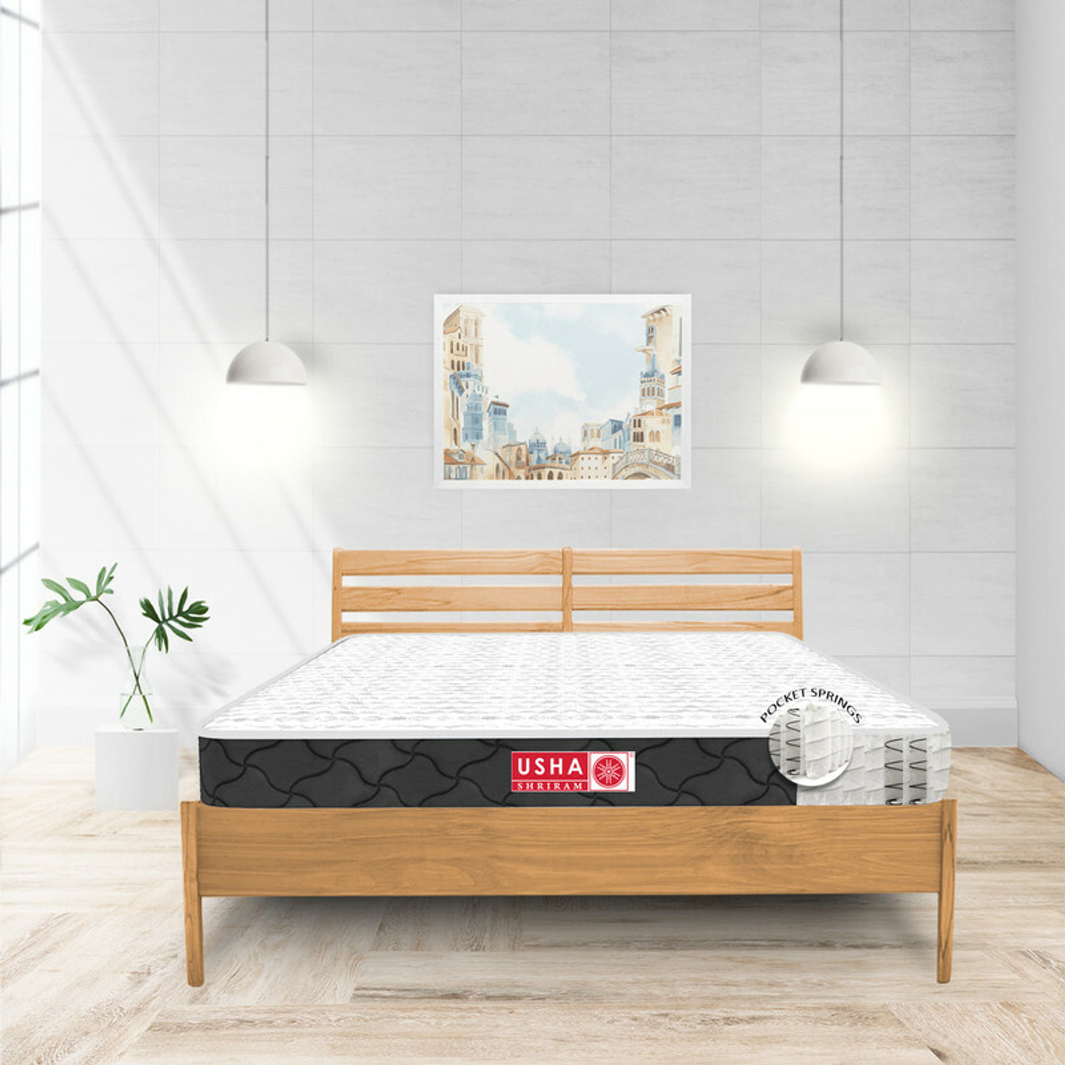 Image of USHA SHRIRAM Rizewell Bamboo Fabric at FACTORY RATE 8 inch Single Pocket Spring Mattress