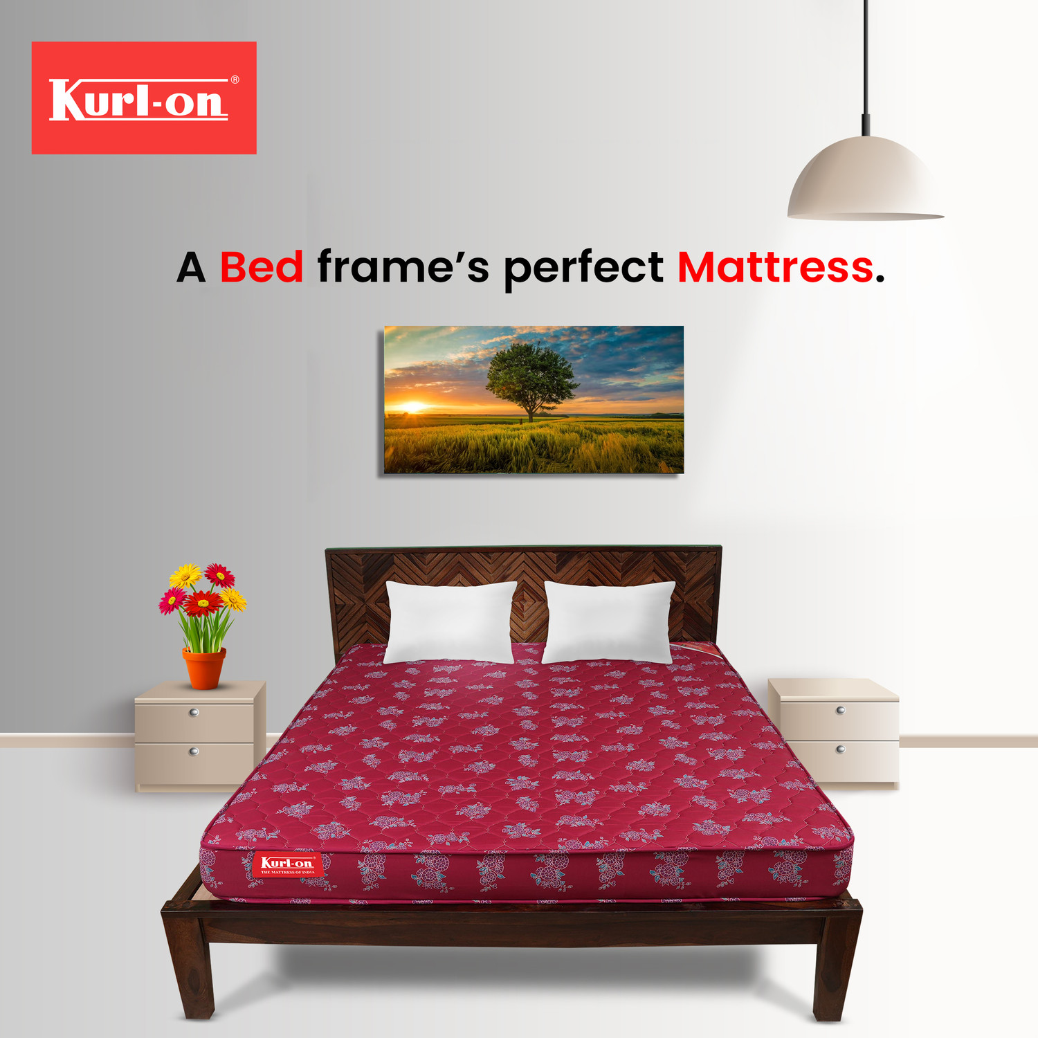 Image of KURLON Rutile, Natural Rubberised Coir Pad, Breathable,Natural Cooling, PU Quilted Top 7 inch King Coir Mattress