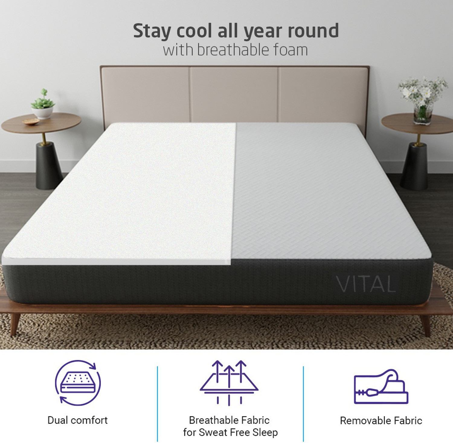 Image of Livpure Smart ORTHO DUOS-X Plus Reversible Dual-Flip Ortho Medium Soft & Firm 2in1 comfort 5 inch Queen High Resilience (HR) Foam Mattress