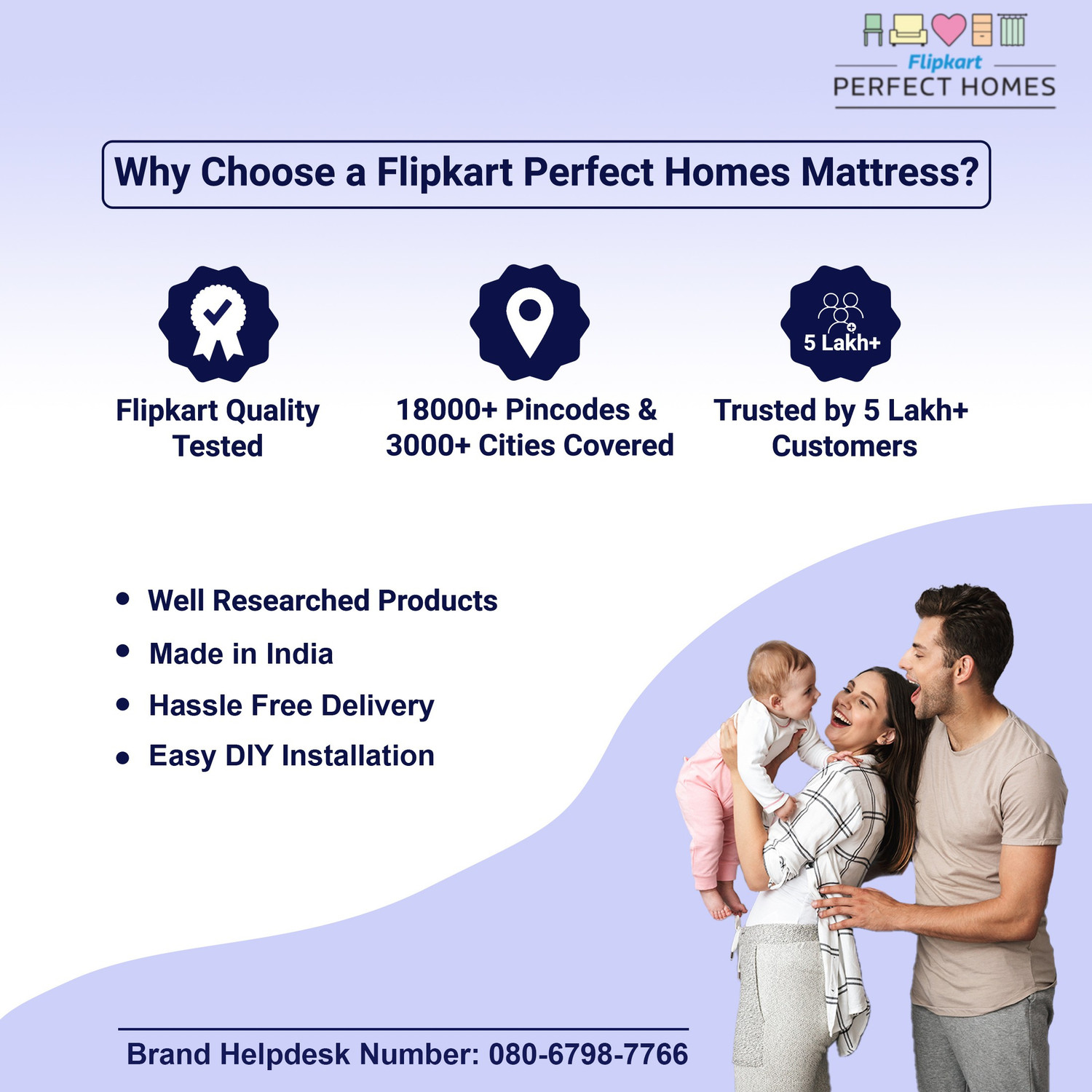 Image of Flipkart Perfect Homes Echo Orthopedic Memory 4 inch King Bonded Foam Mattress