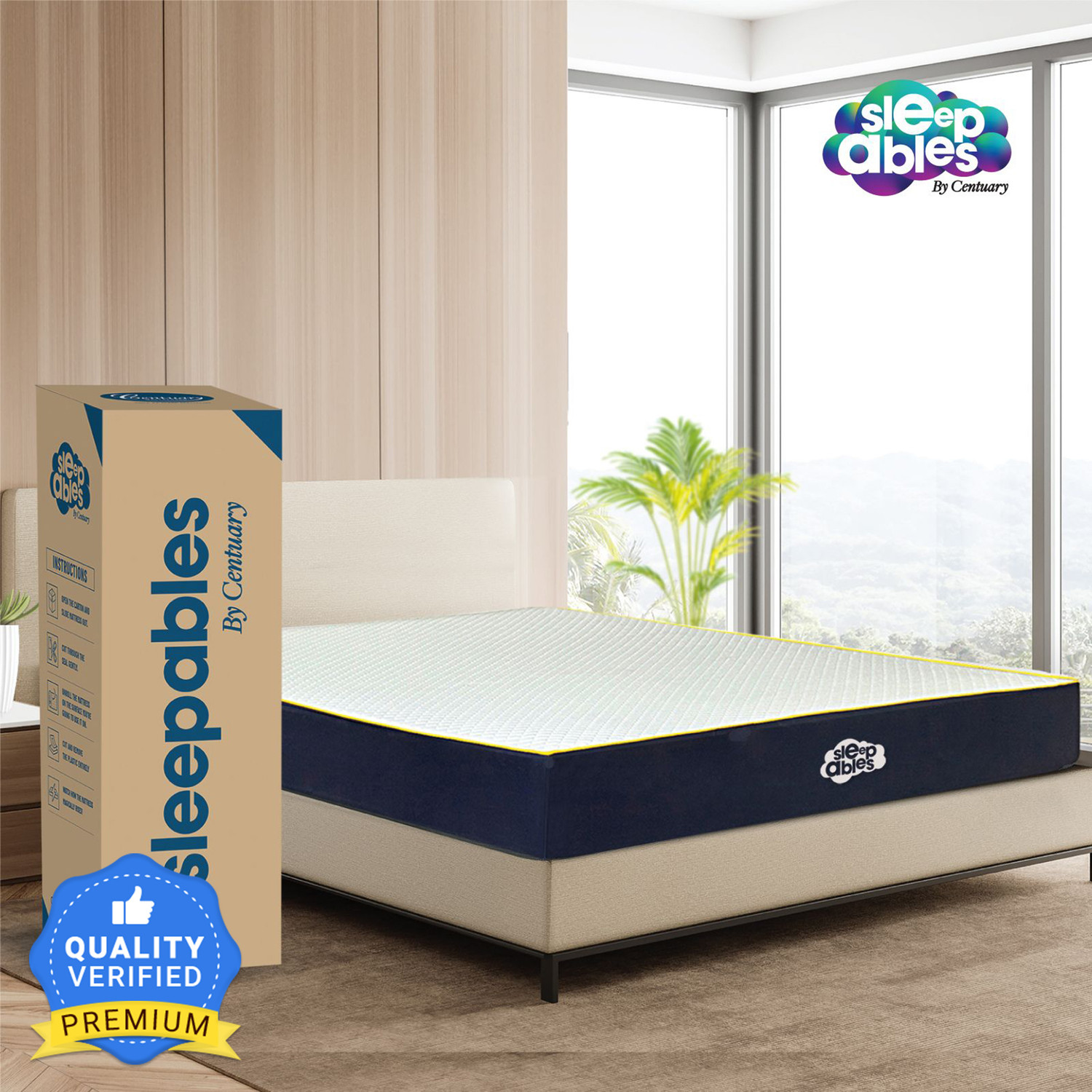 Image of Centuary Ortho-Sleepables, Memory Foam, Medium firm support 8 inch King High Resilience (HR) Foam Mattress