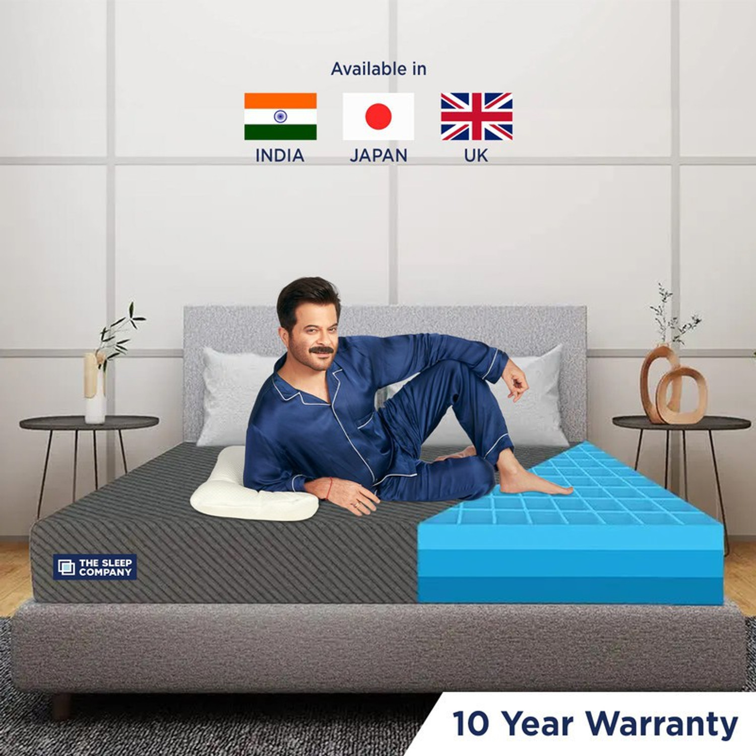 Image of The Sleep Company SmartGRID Ortho Grey - AIHA Certified Medium Firm feel for Back Pain Relief| 5 inch King High Density (HD) Foam Mattress