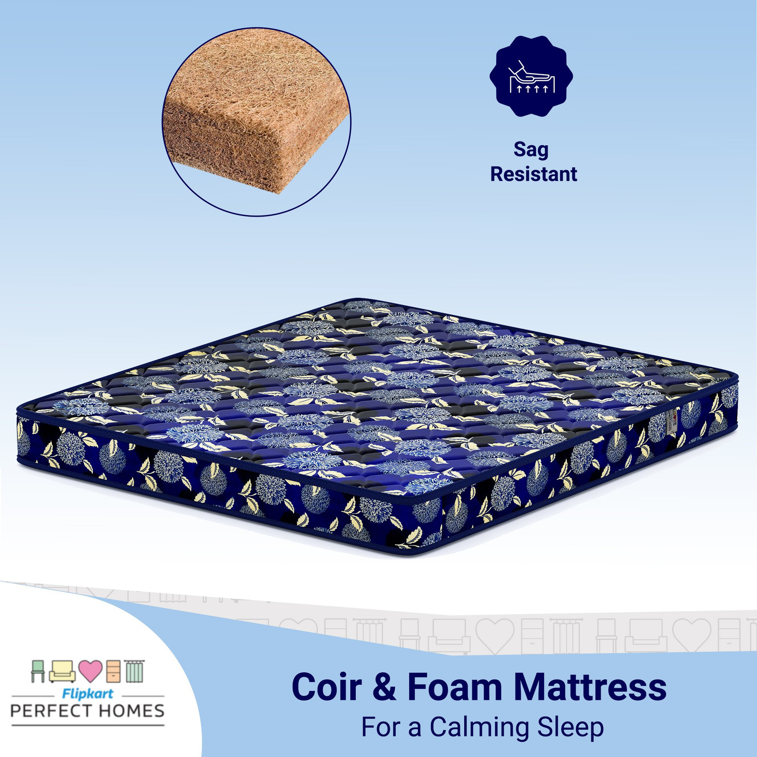 Image of Flipkart Perfect Homes Tysche Orthopedic 5 inch Queen Coir Mattress