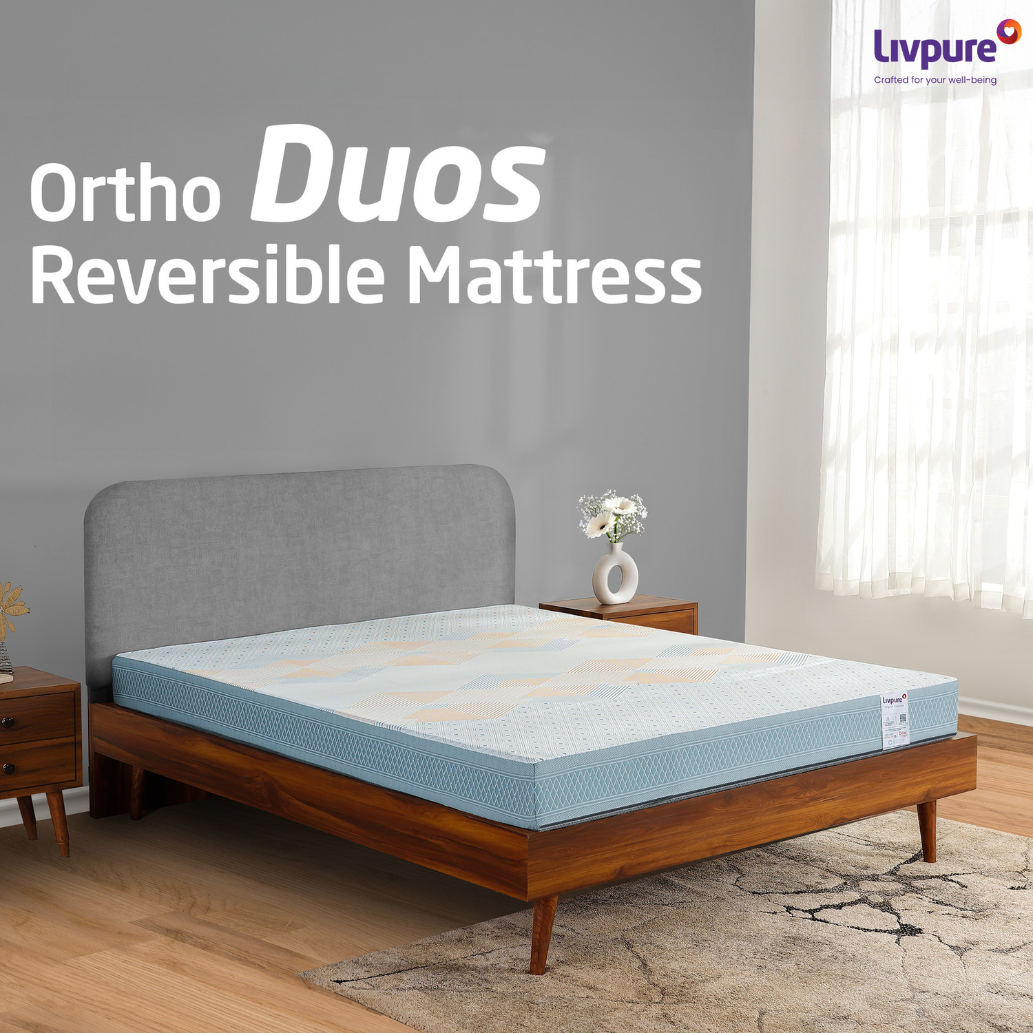 Livpure Smart Vital Advanced Reversible 5 inch King High Resilience (HR) Foam Mattress  (L x W: 72 inch x 72 inch)