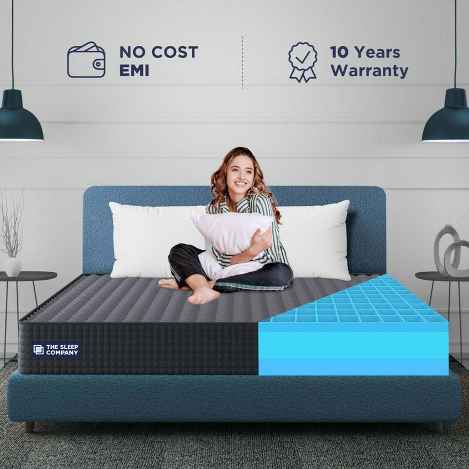 Image of The Sleep Company SmartGRID Ortho Pro - Doctor Recommended 5 Zone Firm Feel for Pressure Relief| 8 inch King High Density (HD) Foam Mattress