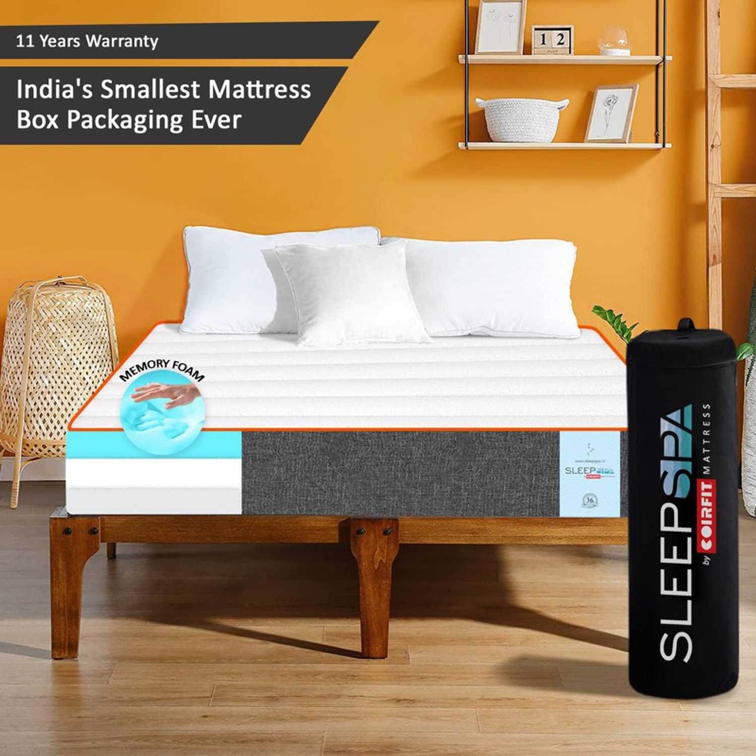 Image of SLEEPSPA 3-Zone Responsive Cooling Crystal Tech. 10 inch Single Memory Foam Mattress