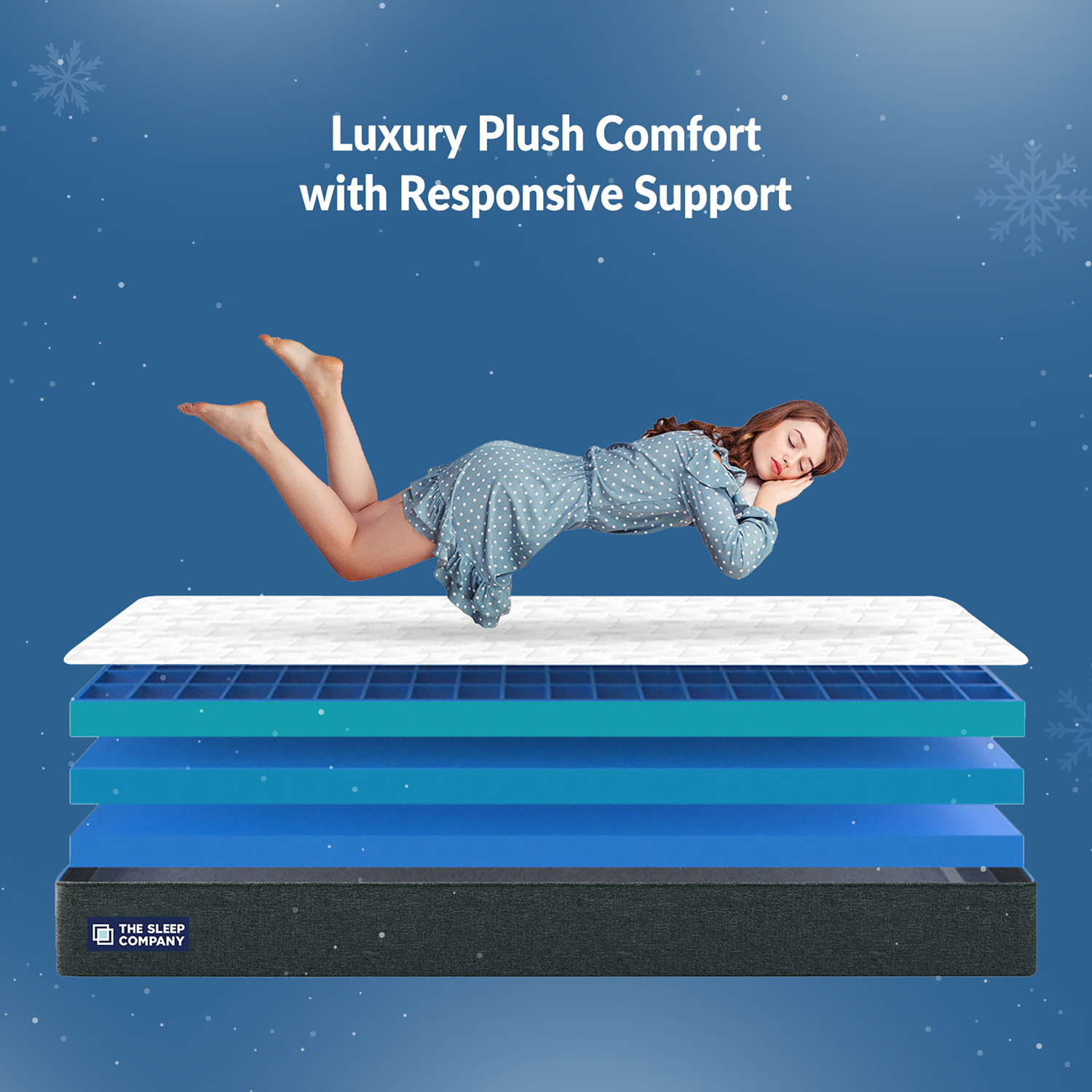 Image of The Sleep Company SmartGRID Luxe SnowTec- 4-6 Degree Cooler Luxury Comfort with Plush Soft Feel| 10 inch Queen High Density (HD) Foam Mattress