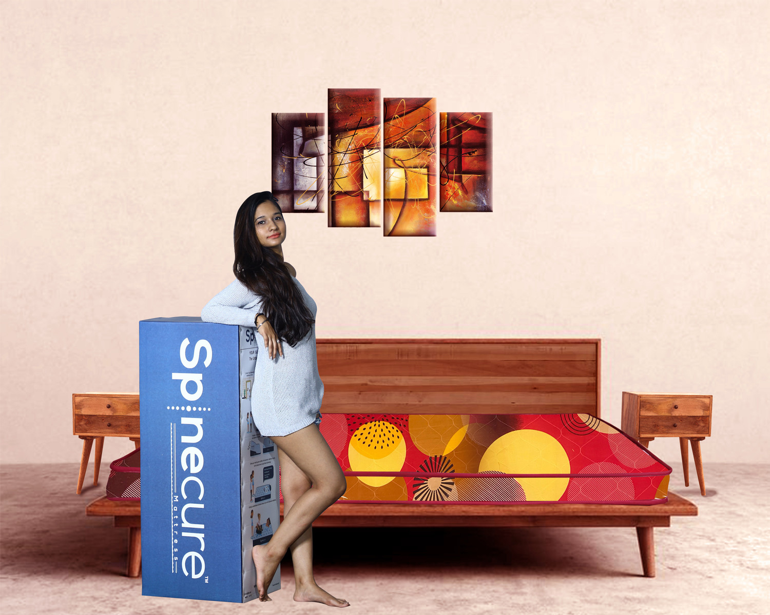 Image of spinecure mattress Spinecure OrthoX 4 inch Queen Bed Size Mattress, Firm (75 x 60 x 4 Inches) 4 inch Queen EPE Foam Mattress