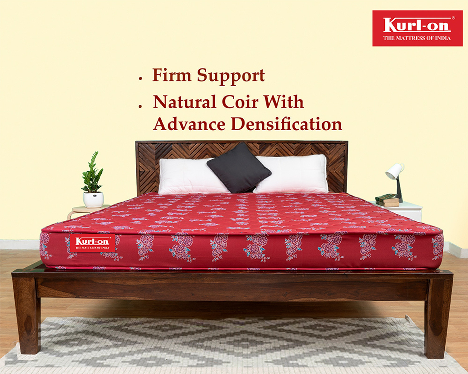 Image of KURLON Rutile, Natural Rubberised Coir Pad, Breathable,Natural Cooling, PU Quilted Top 7 inch King Coir Mattress