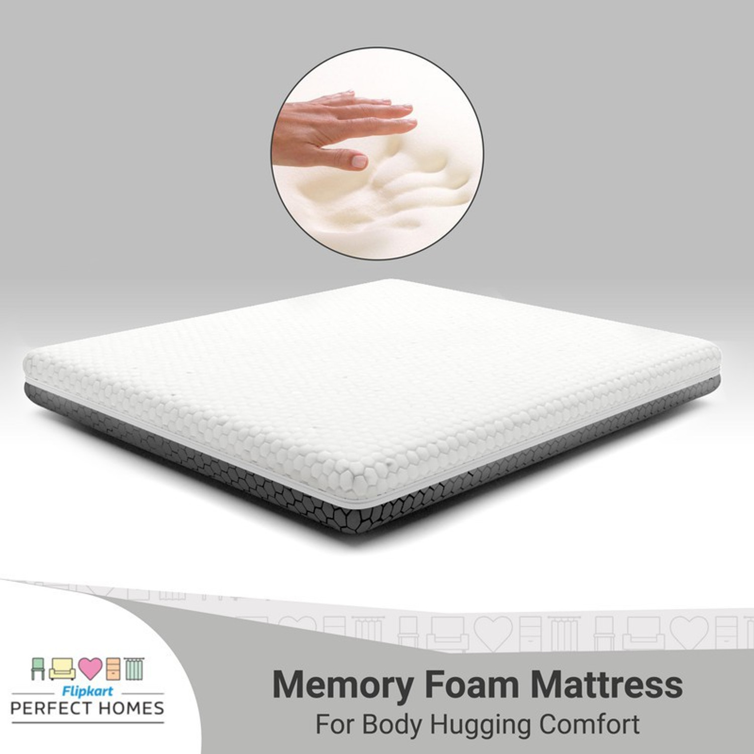 Image of Flipkart Perfect Homes Orthopedic Memory 6 inch King PU Foam Mattress