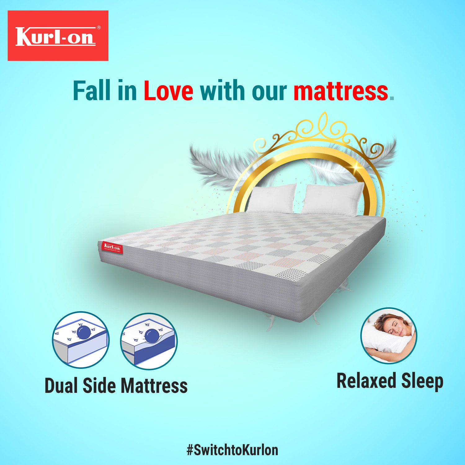 Image of KURLON Dual Comfort, Reversible, Soft & Firm Support, High Resilence Foam 4 inch Queen High Resilience (HR) Foam Mattress