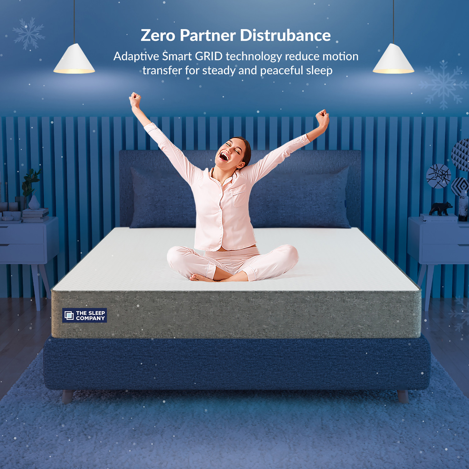 Image of The Sleep Company SmartGRID Luxe SnowTec- 4-6 Degree Cooler Luxury Comfort with Plush Soft Feel| 10 inch Queen High Density (HD) Foam Mattress