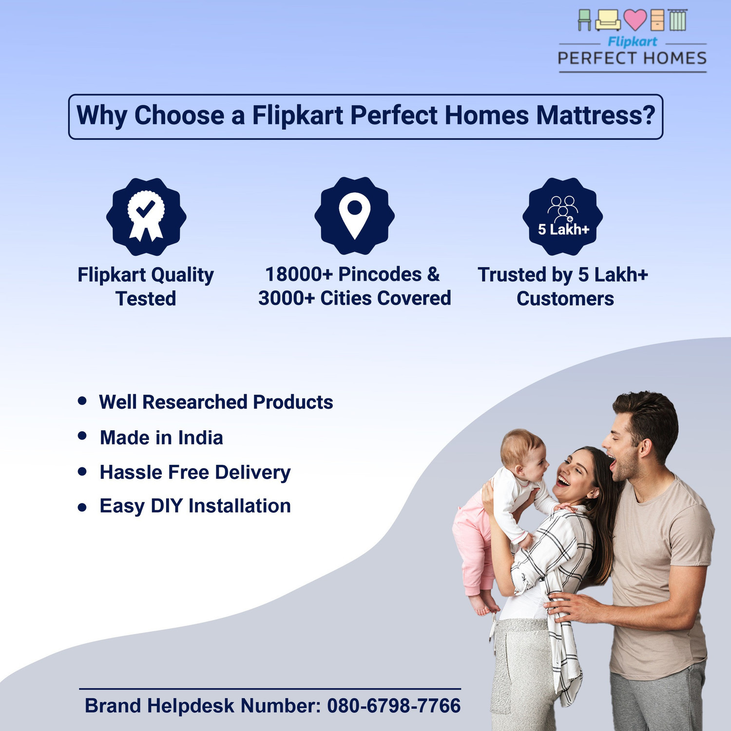 Image of Flipkart Perfect Homes Apollo Orthopedic High Density 5 inch Single Bonded Foam Mattress