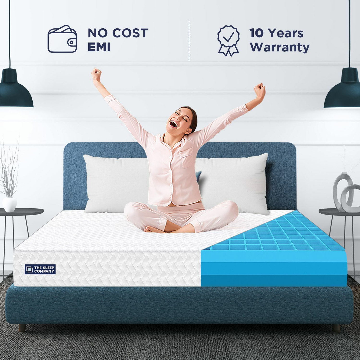 Image of The Sleep Company SmartGRID Orthopedic - AIHA Certified Medium Firm Feel for Back Pain Relief| 5 inch Queen High Density (HD) Foam Mattress