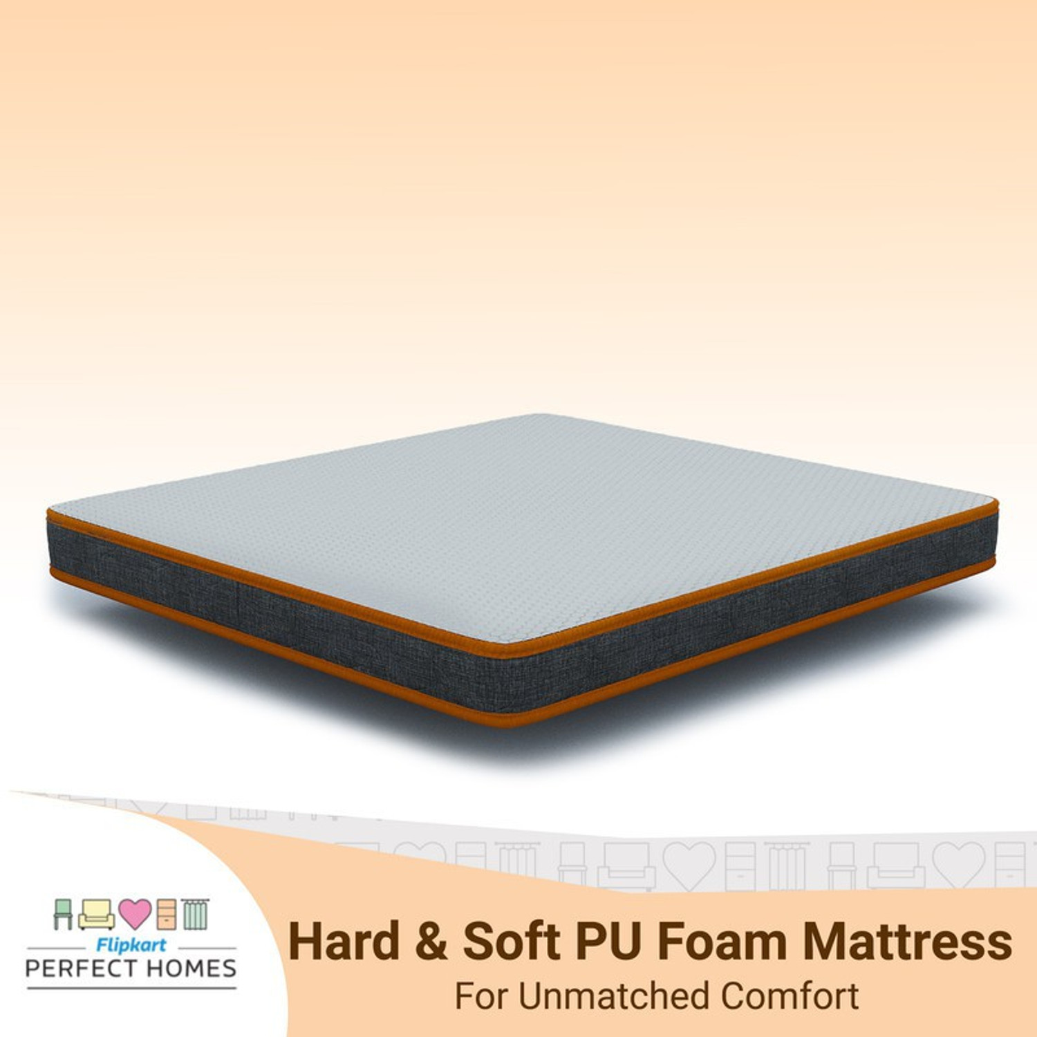Image of Flipkart Perfect Homes Dual Comfort Hard & Soft 10 inch Queen High Resilience (HR) Foam Mattress