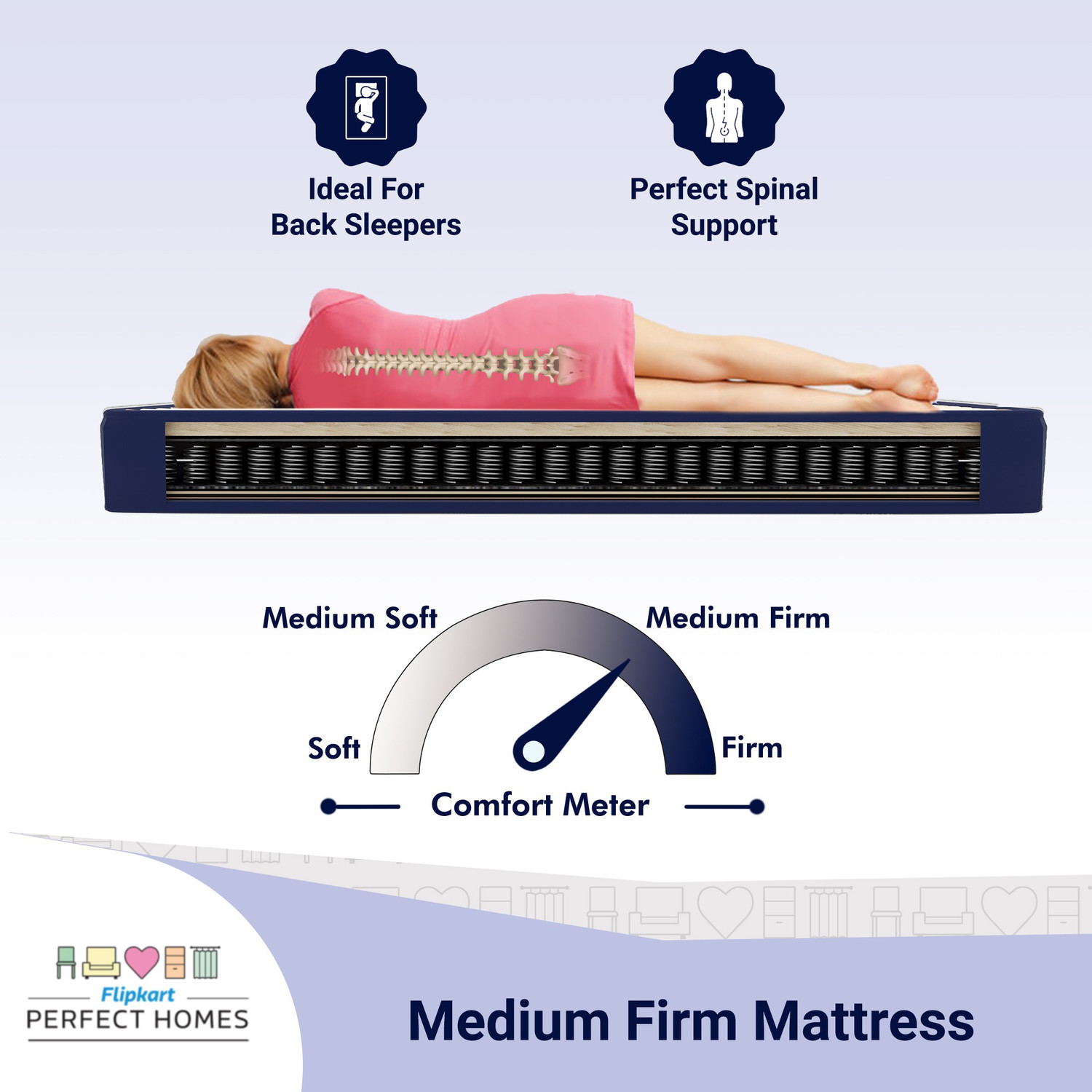 Image of Flipkart Perfect Homes Iris Orthopedic 10 inch Queen Bonnell Spring Mattress