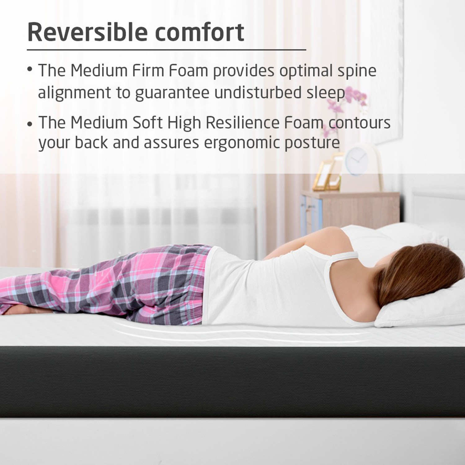 Image of Livpure Smart ORTHO DUOS-X Plus Reversible Dual-Flip Ortho Medium Soft & Firm 2in1 comfort 5 inch Queen High Resilience (HR) Foam Mattress